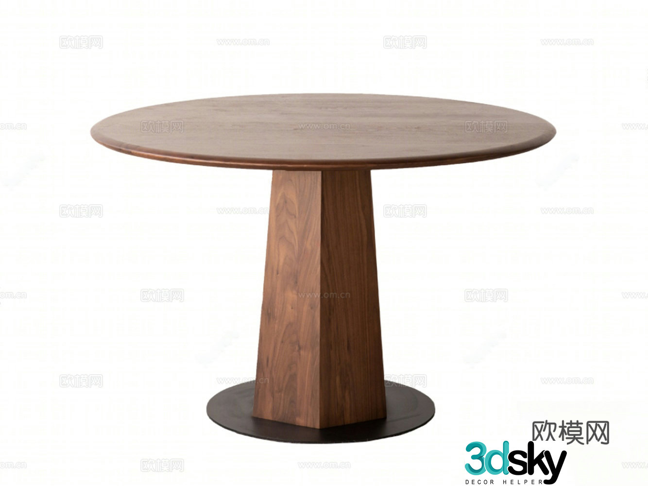 Modern dining table solid wood round table round dining table 3d model