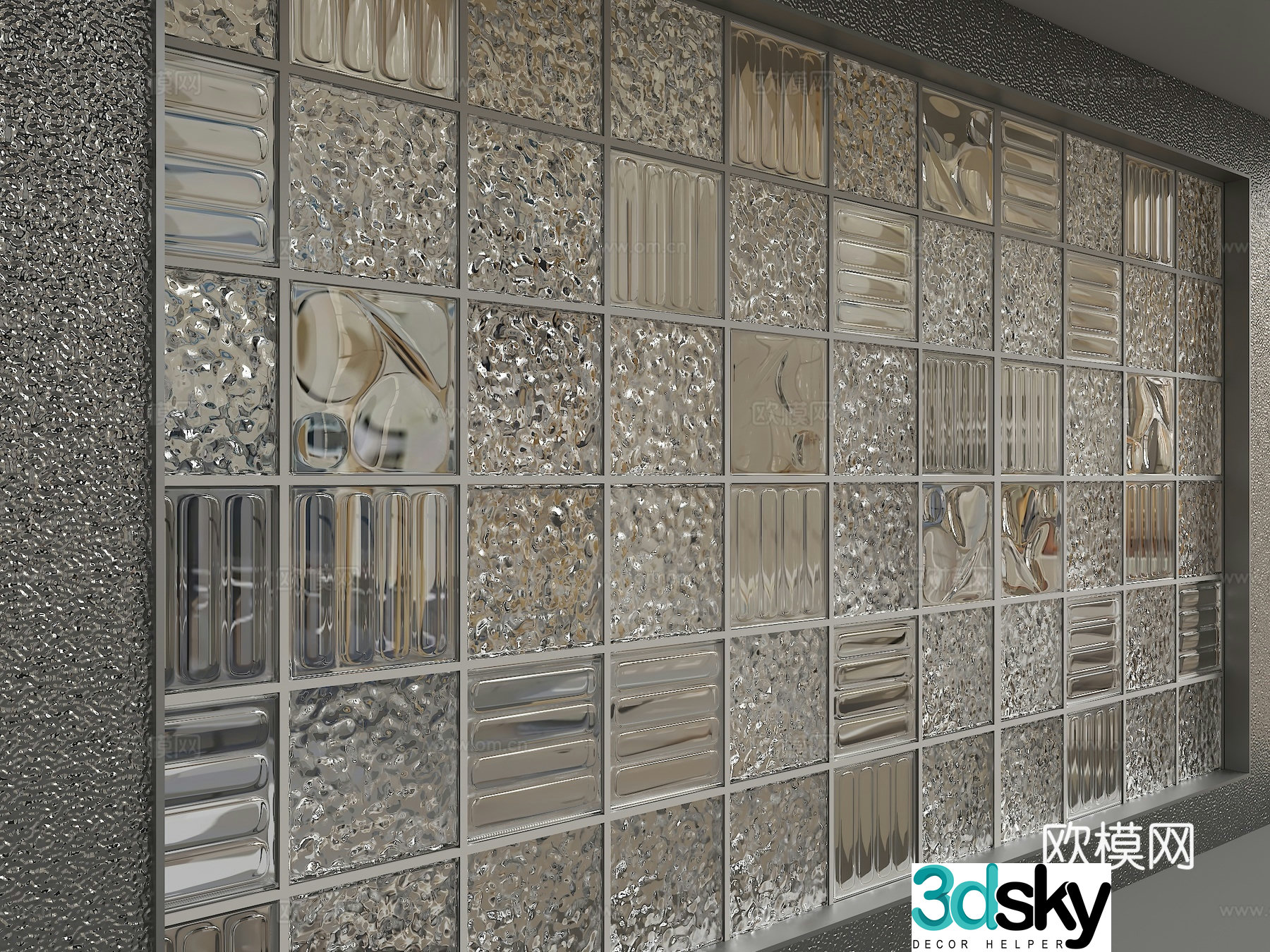 Modern glass partition 3d model