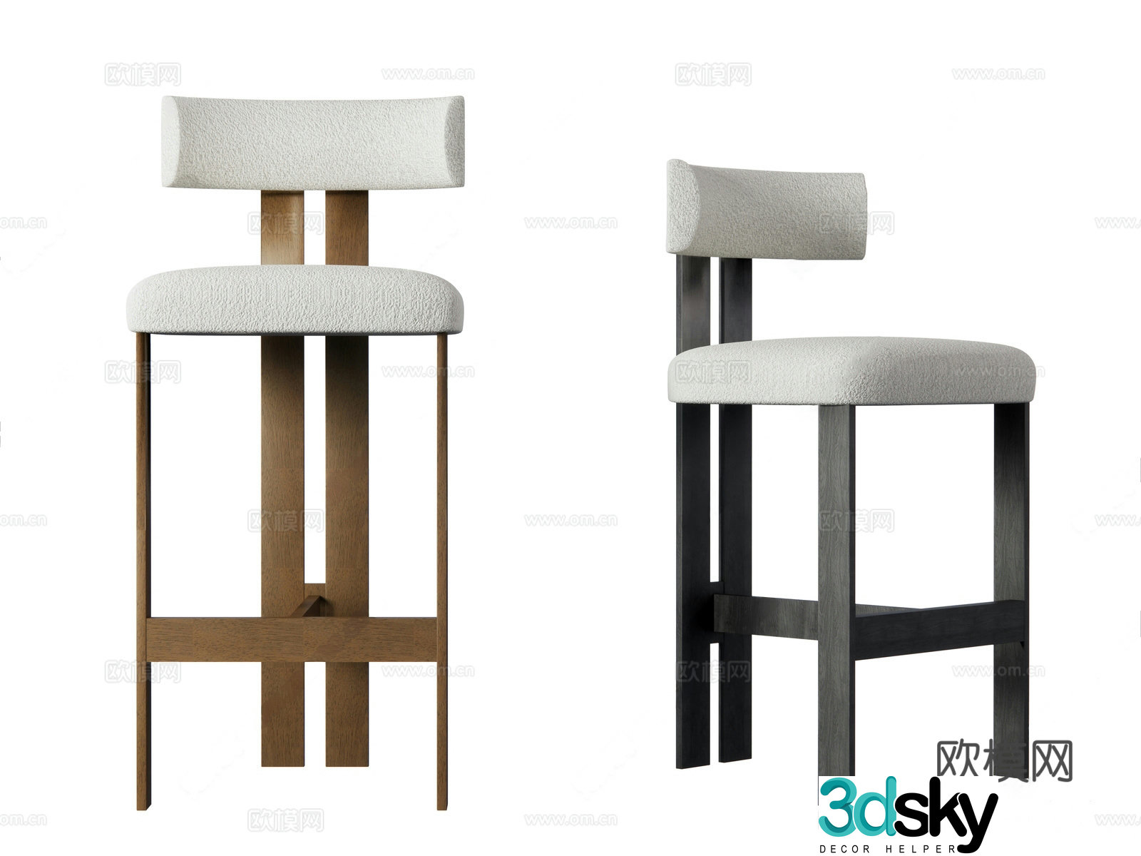 Middle Ages of Wasabi Bar Chair Candied Date Color Bar Chair Jingjifeng Bar Chair Wooden Chair 3D Model