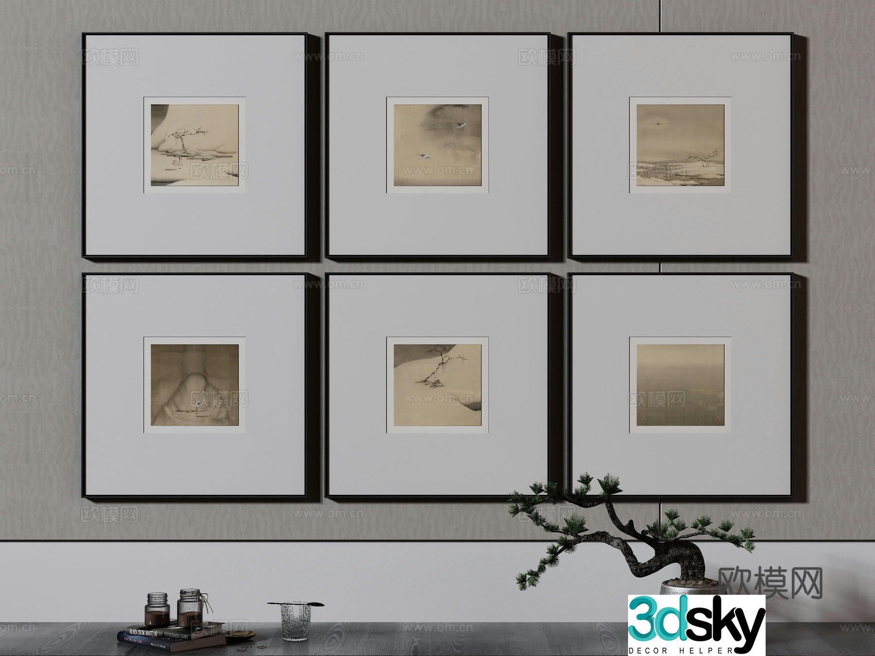 New Chinese style wasabi paintings oil paintings 3D model