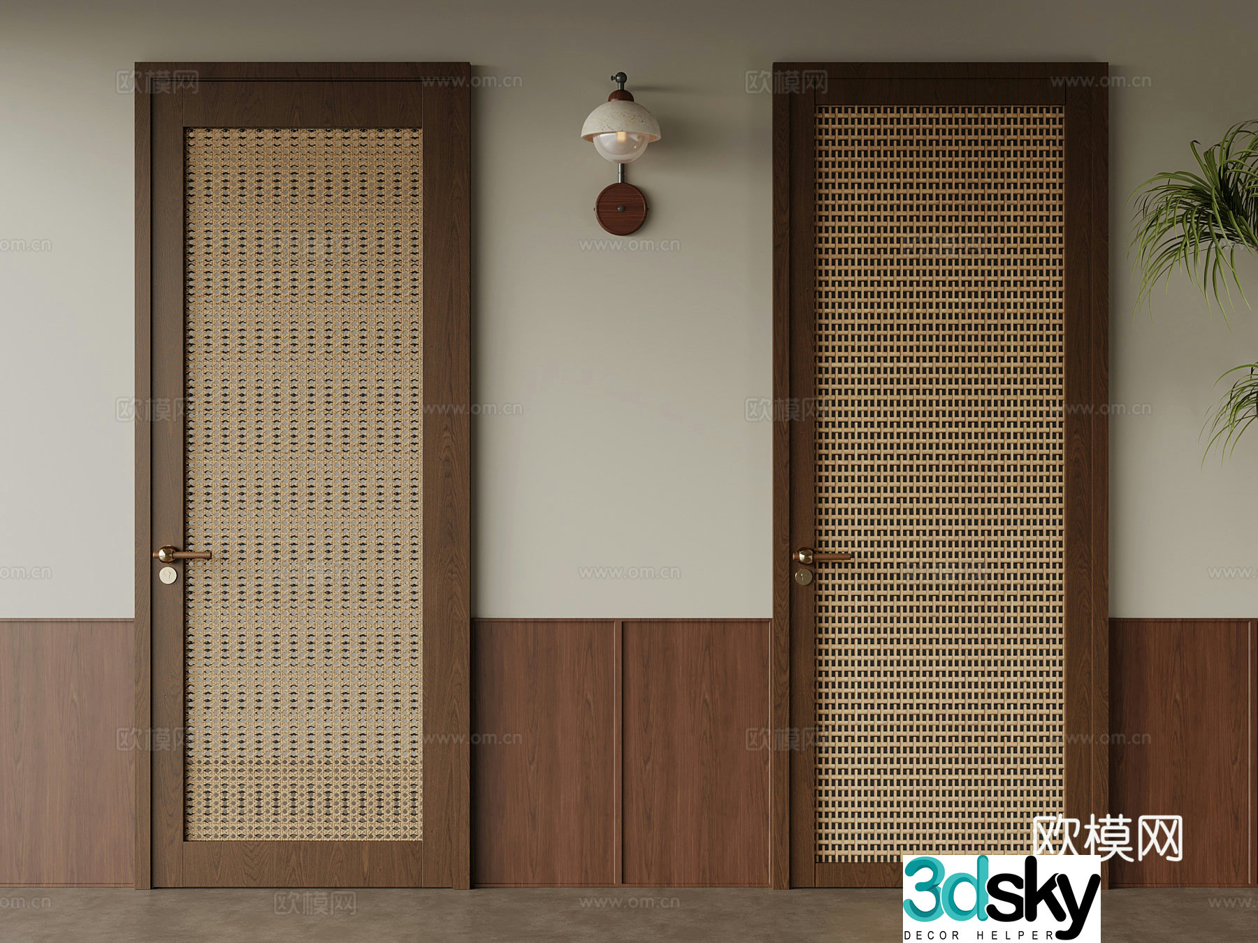 Other doors New Chinese style rattan door Single-open door 3D model