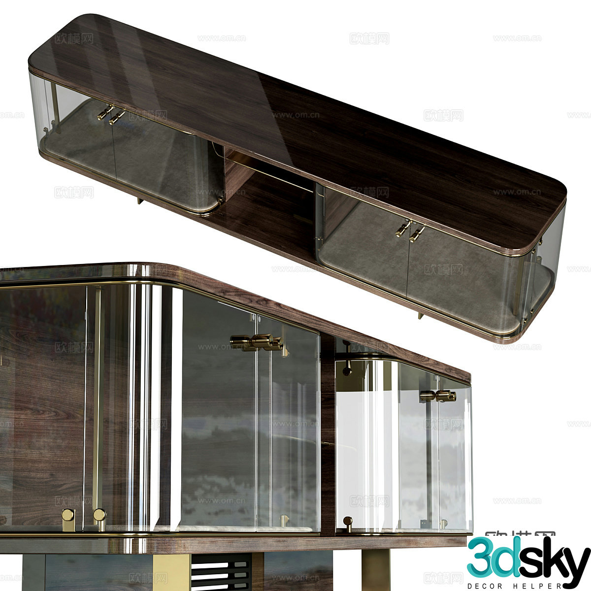 Modern Italian glass TV cabinet 3d model