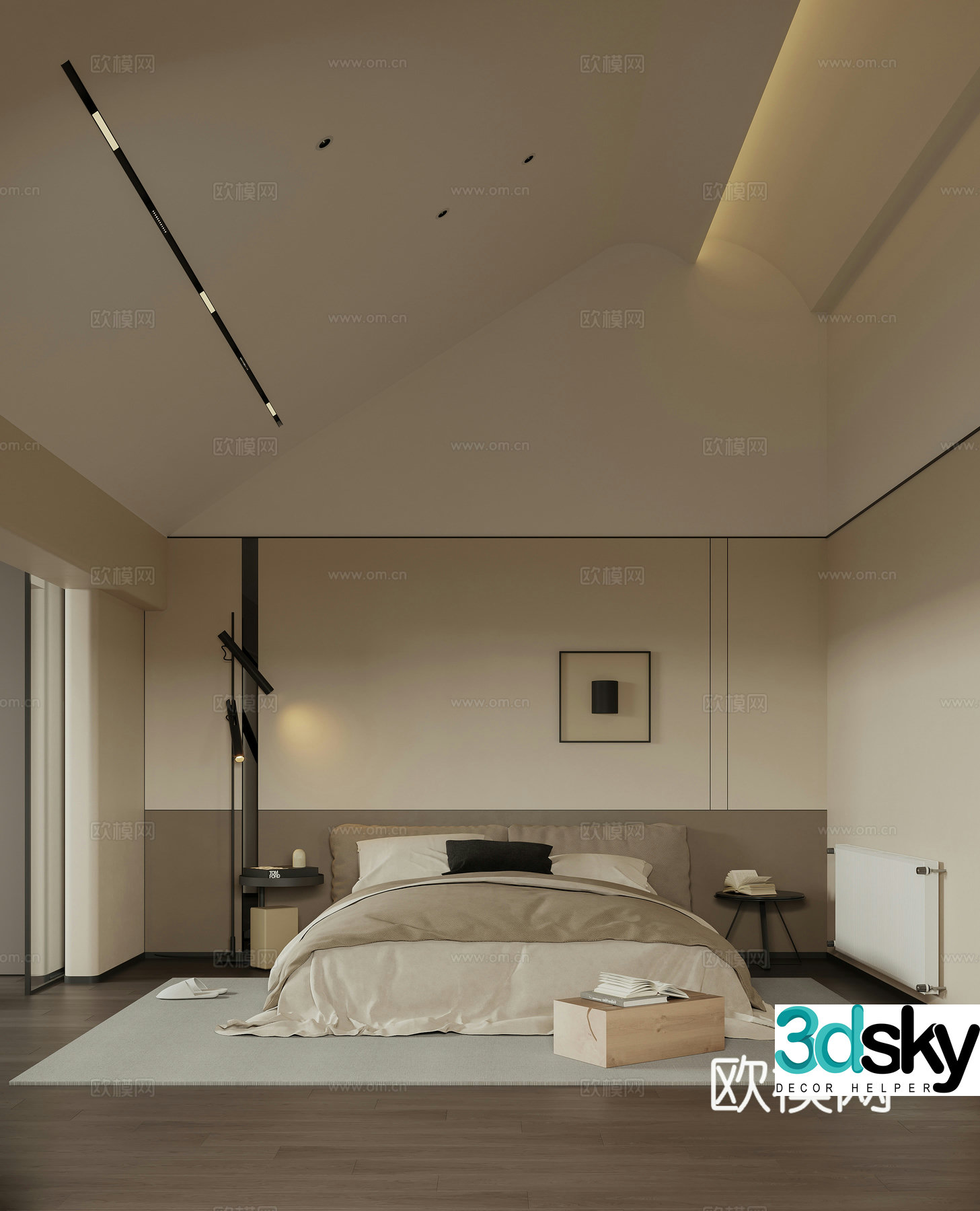 Modern sloping ceiling bedroom loft bedroom 3d model