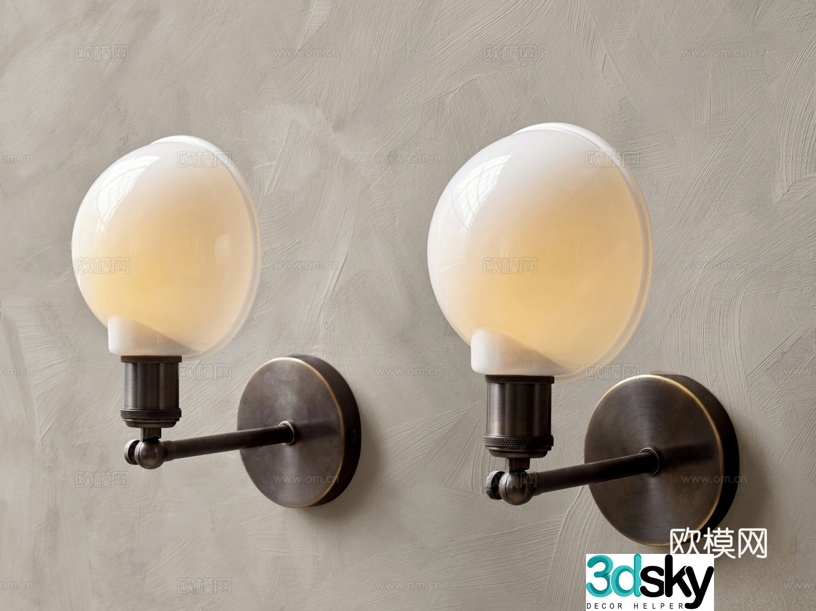 MENU Wasabi Wall Light Retro Wall Light Brass Glass Wall Light 3D Model