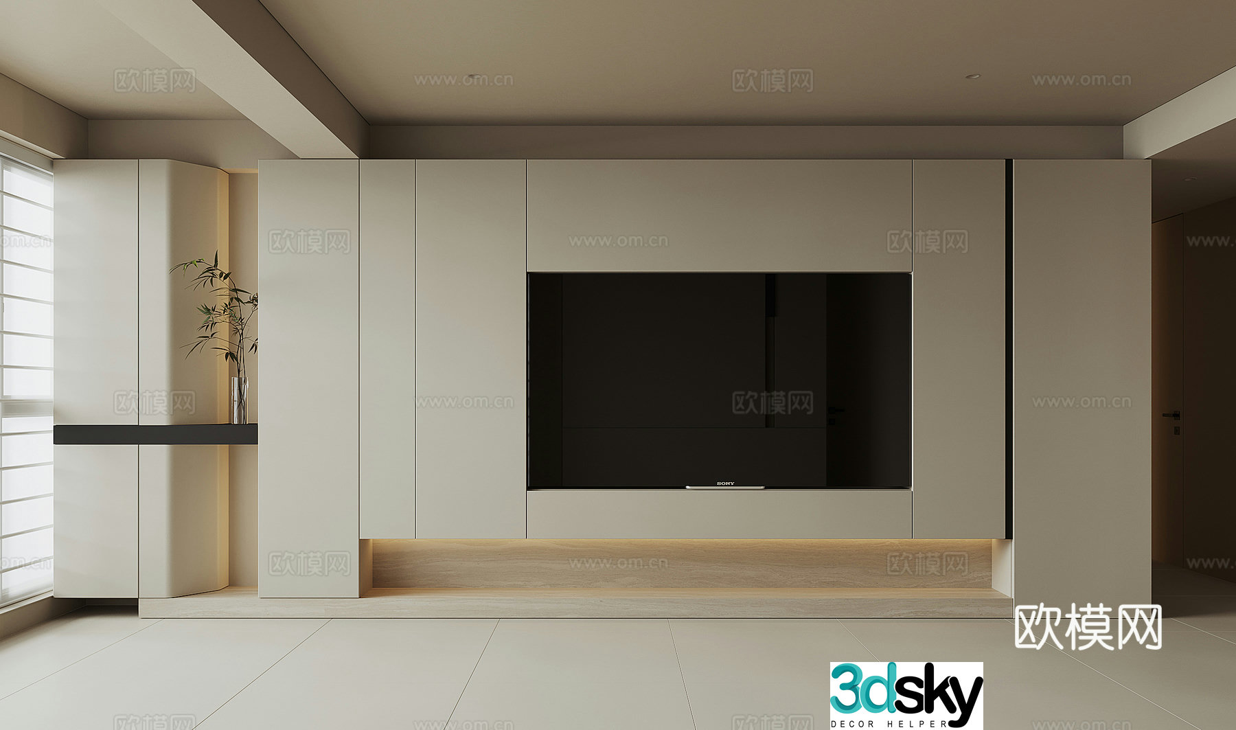 Modern TV background wall 3d model