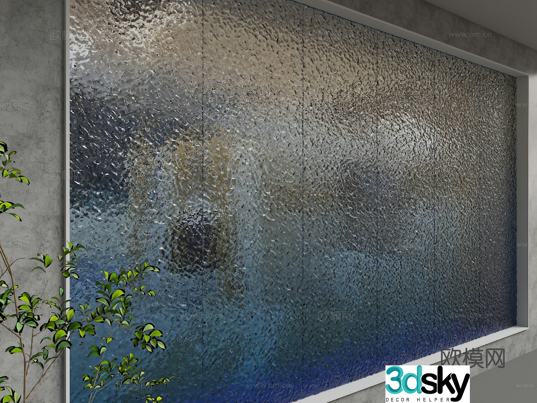 Modern glass partition 3d model
