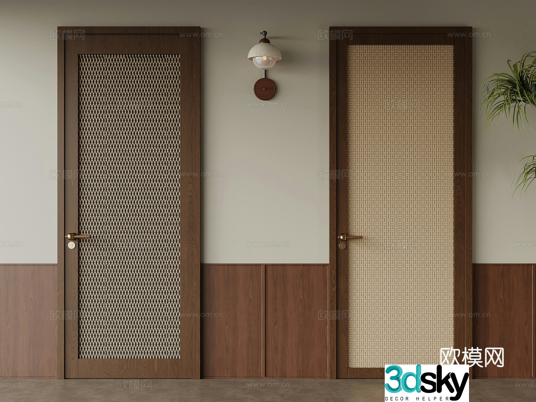 Other doors New Chinese style rattan door Single-open door 3D model