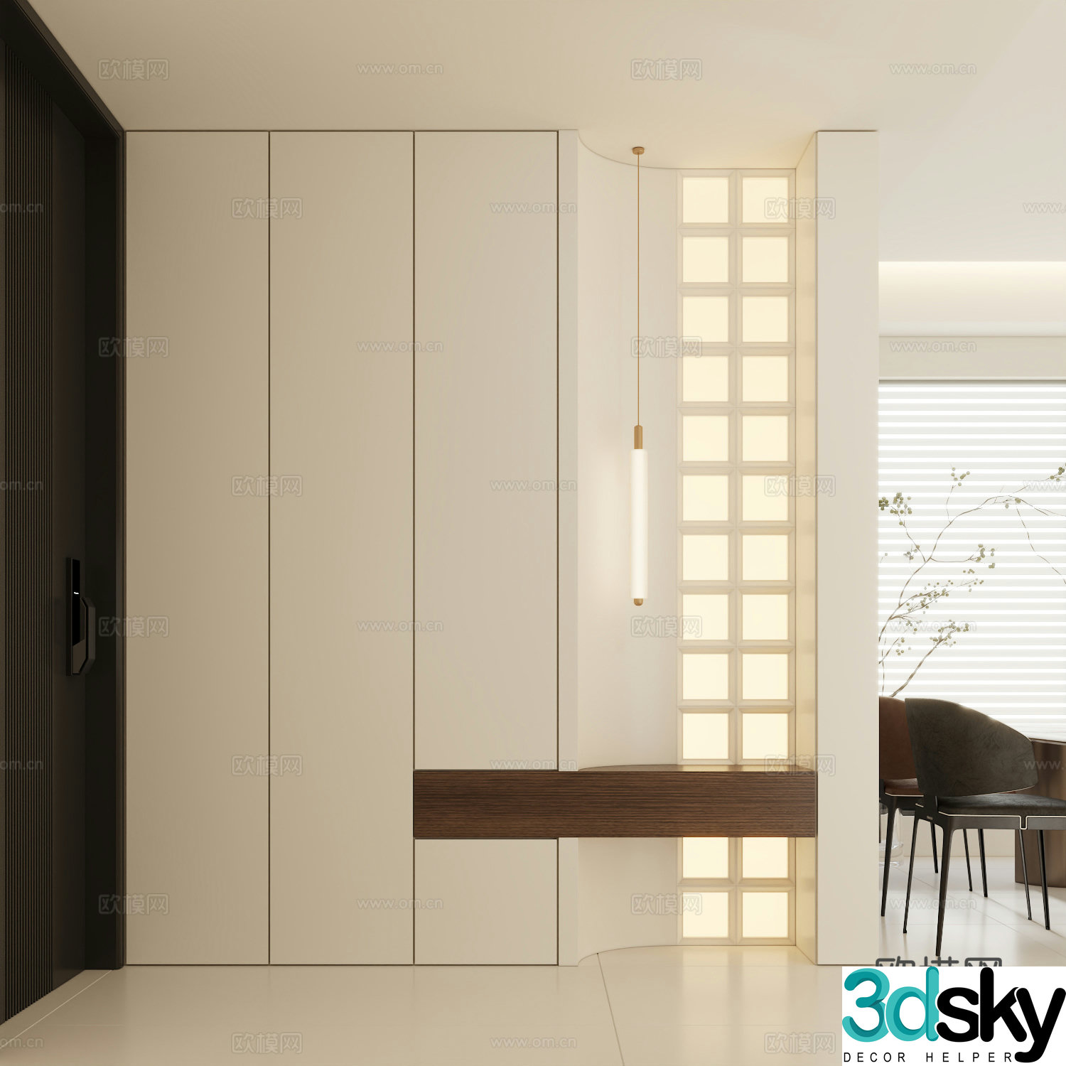 Cream medieval style entrance 3d model