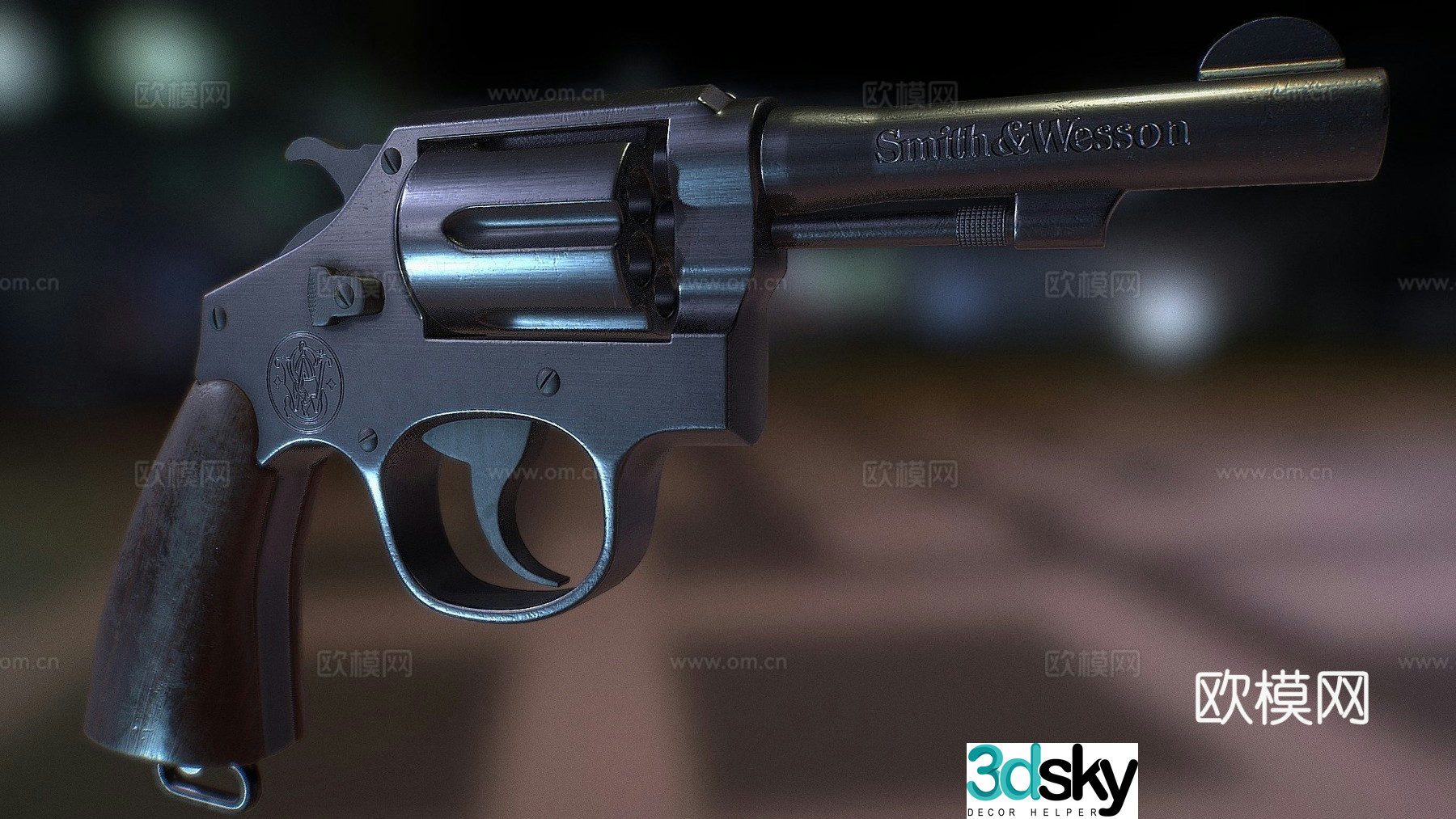 Smith & Wesson model 10 revolver 3d model