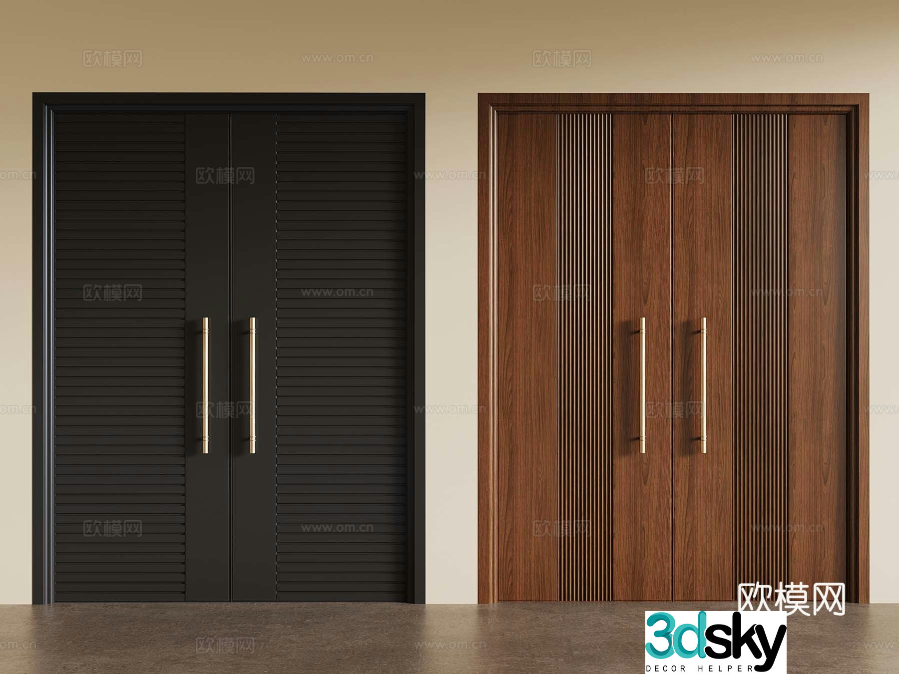 Modern medieval style double door 3D model