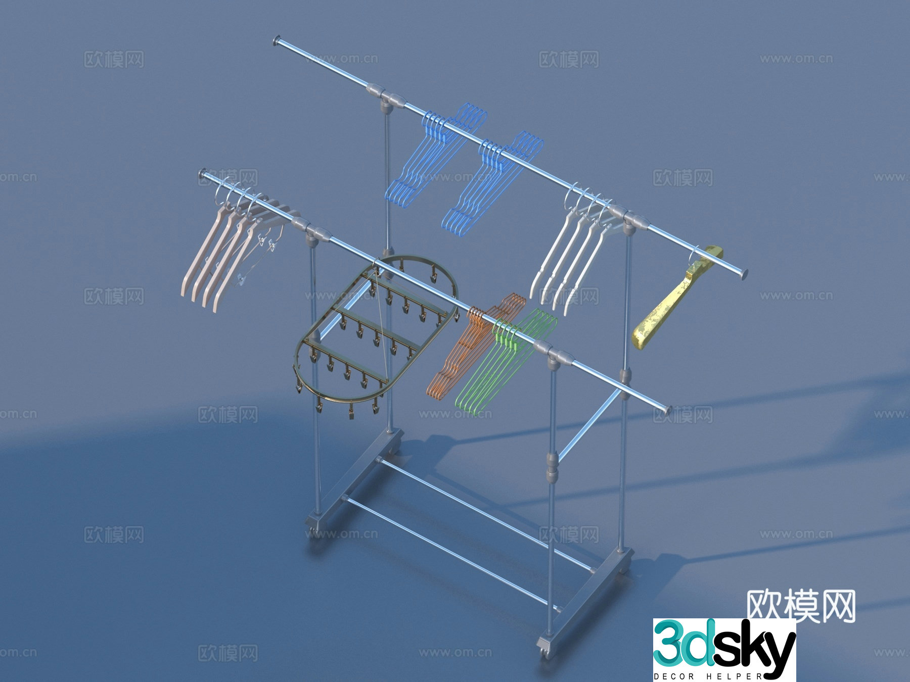 Clothes hanger Iron clothes hanger Daily necessities 3D model