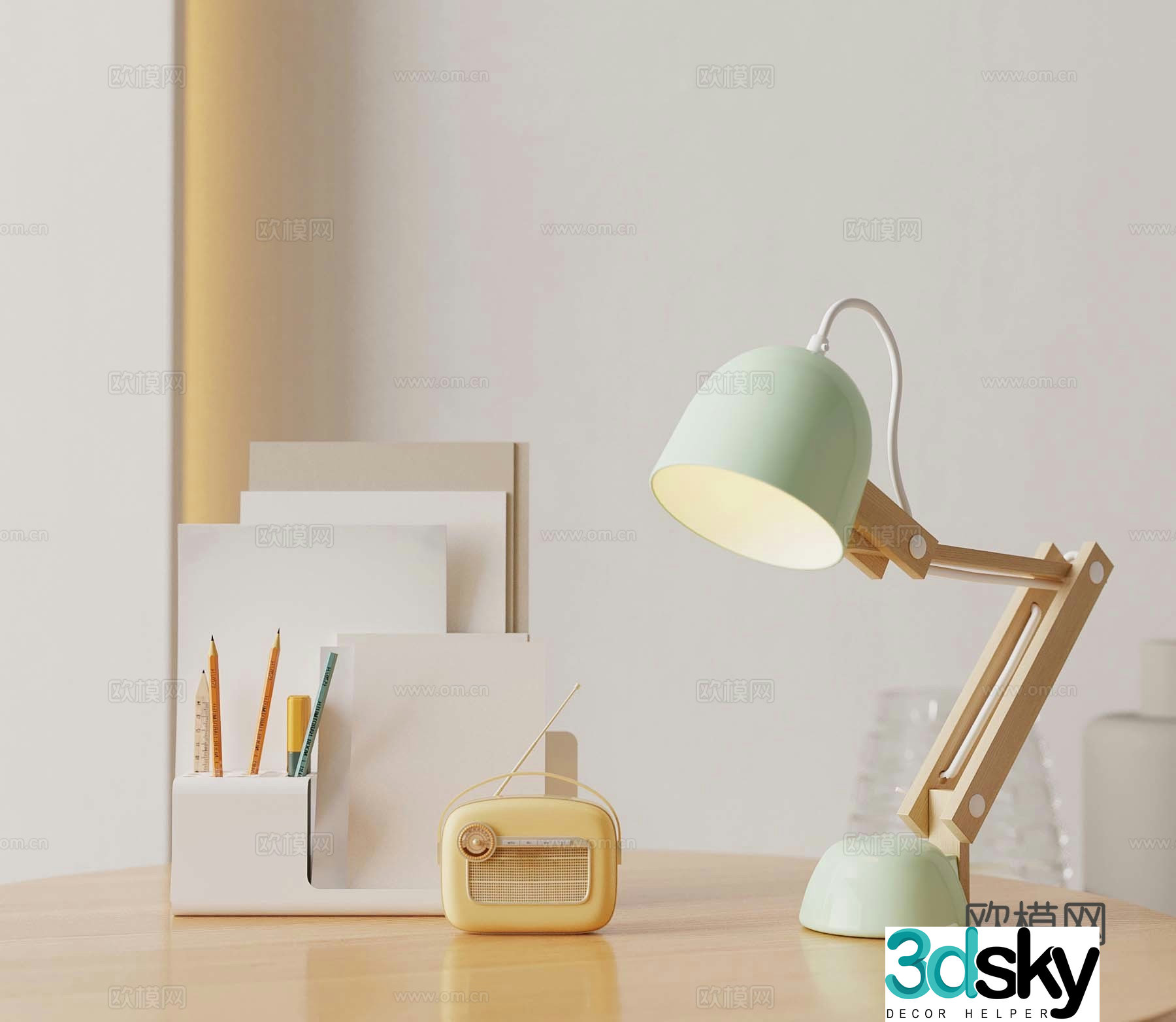 Modern children’s desk lamp study desk ornament 3D model