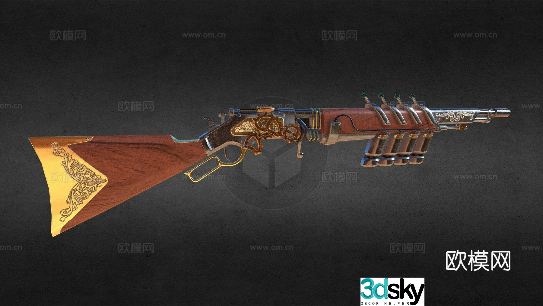 Electromagnetic lever action rifle 3d model