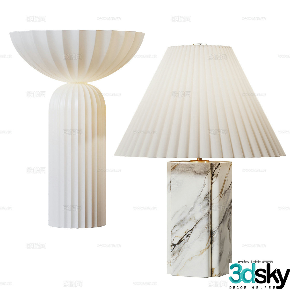 Modern Italian Cream Temperature Table Lamp 3D Model