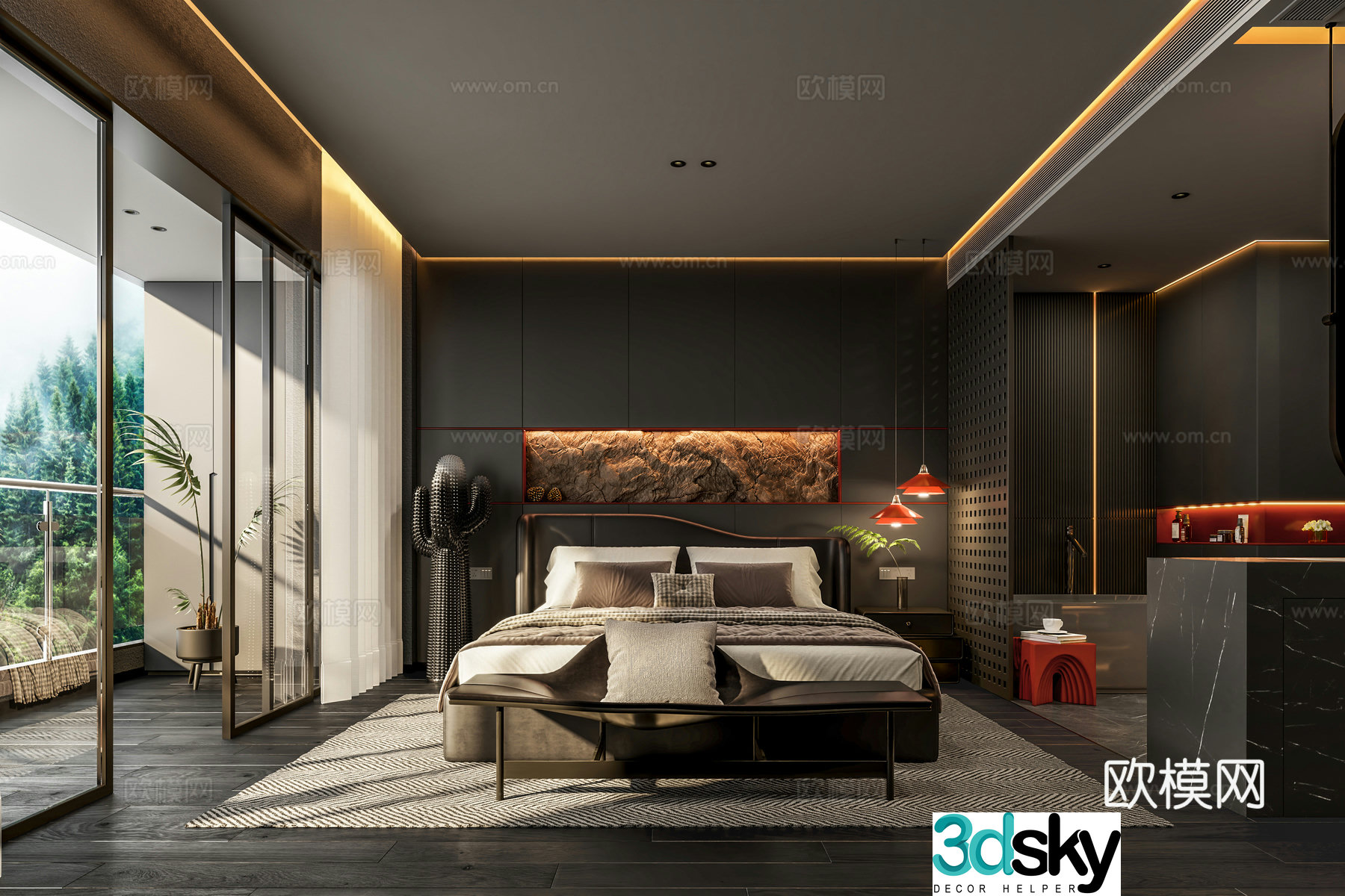 Villa master bedroom 3D model