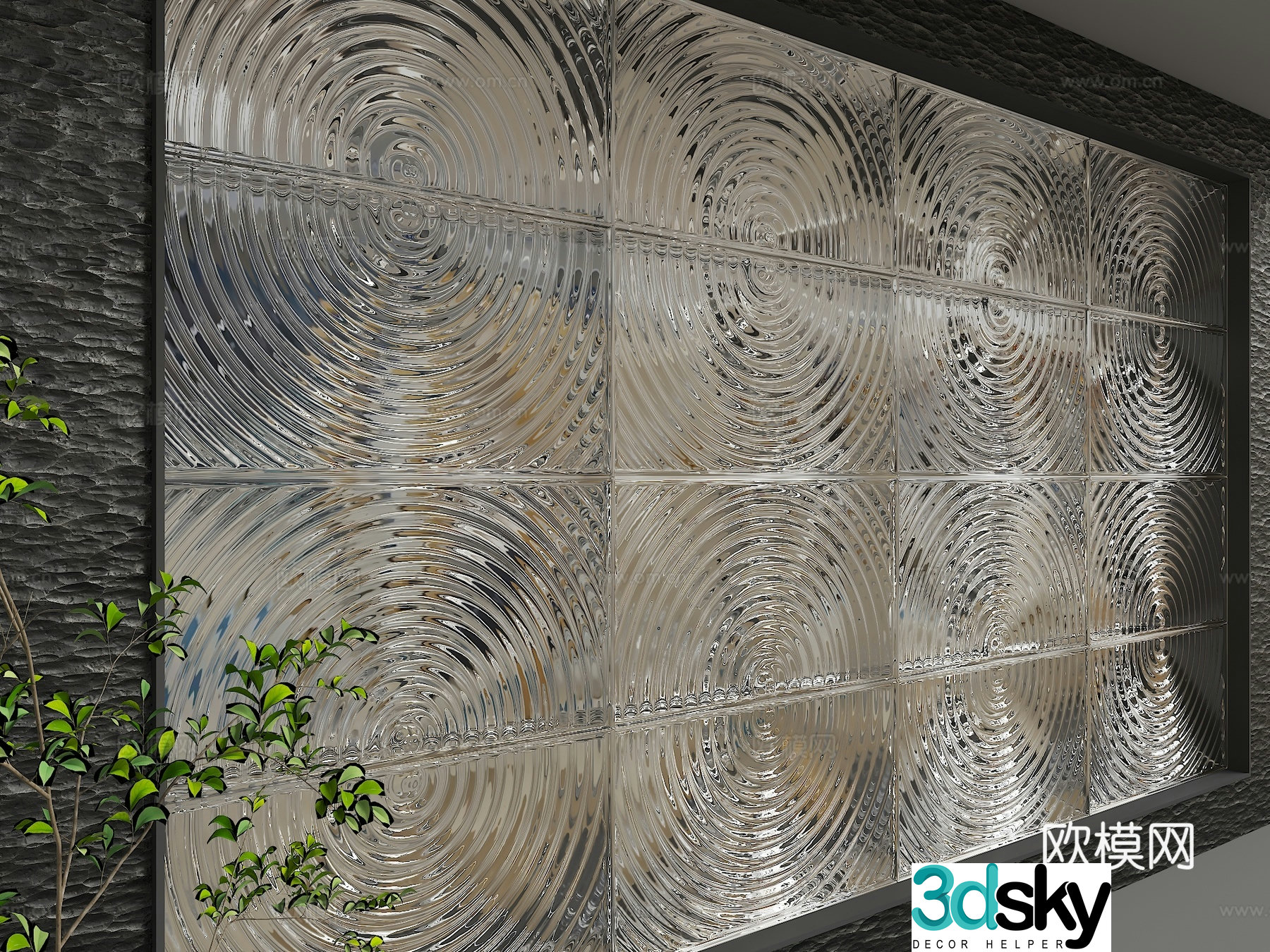 Modern glass partition 3d model