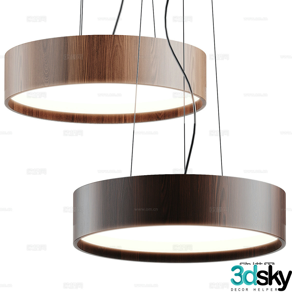 Modern Italian wooden decorative chandelier 3d model