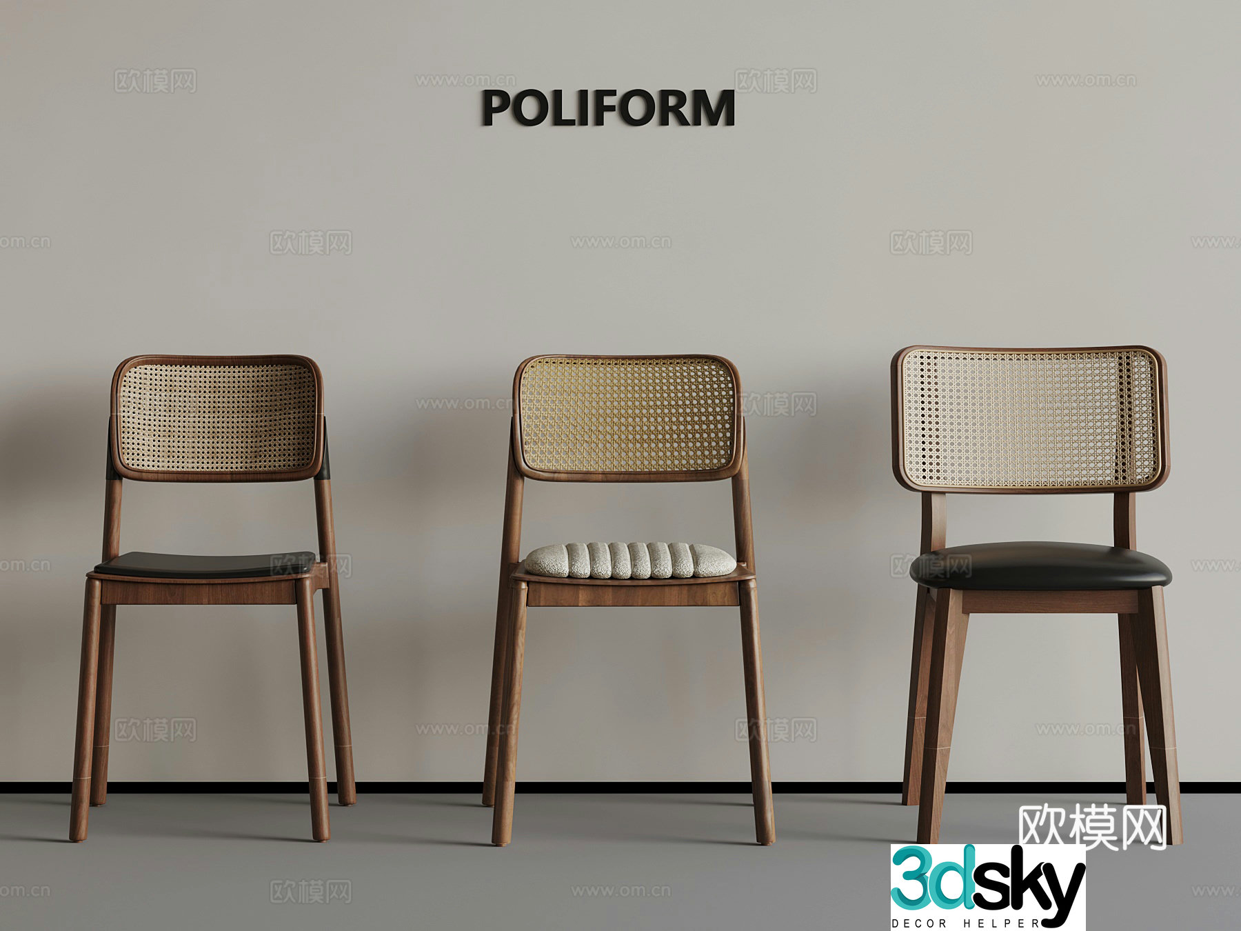 Dining chair French retro dining chair 3d model