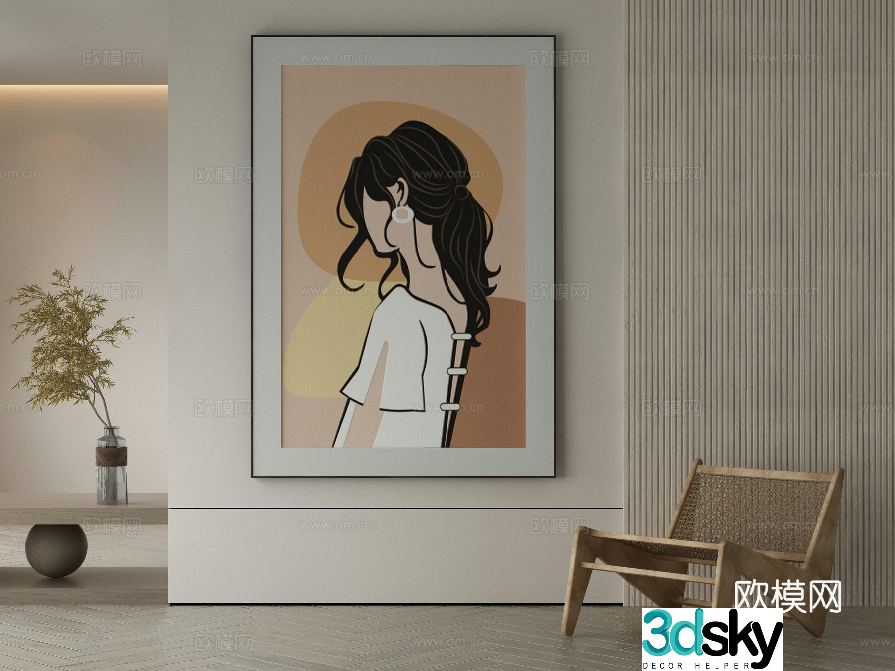 Modern Wasabi Hanging Painting Oil Painting 3D Model