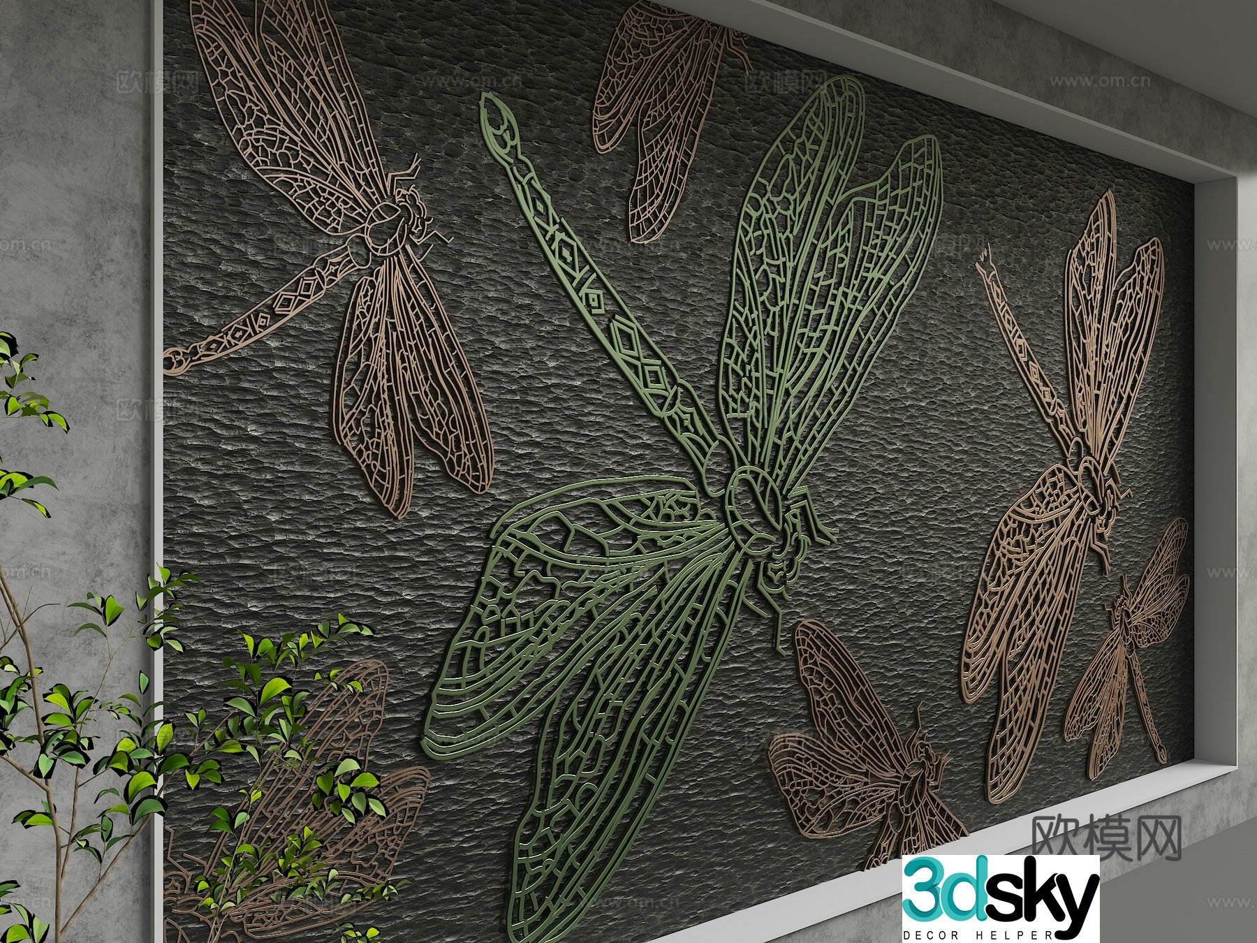 Modern background wall 3d model