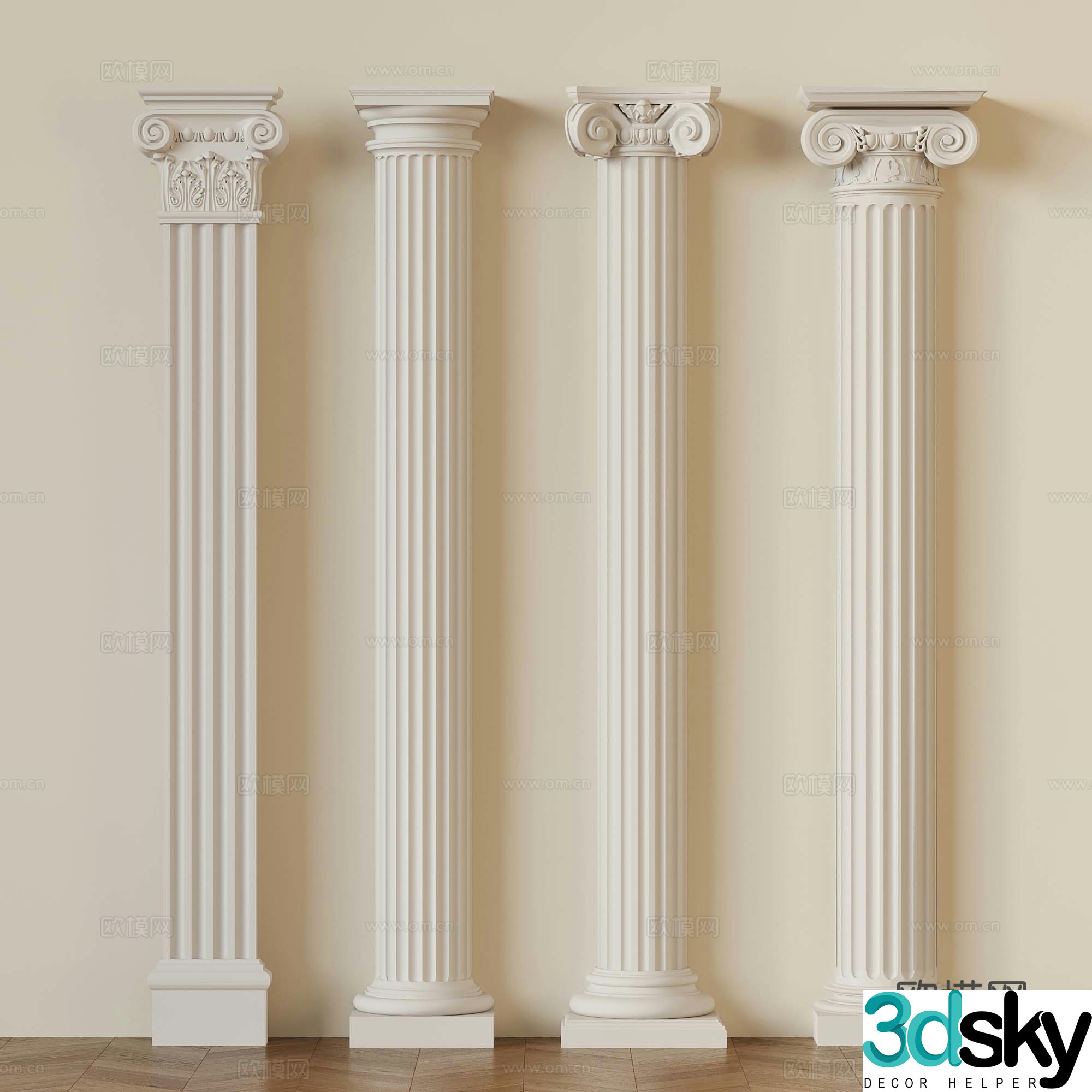 French column Cylinder Square column 3D model