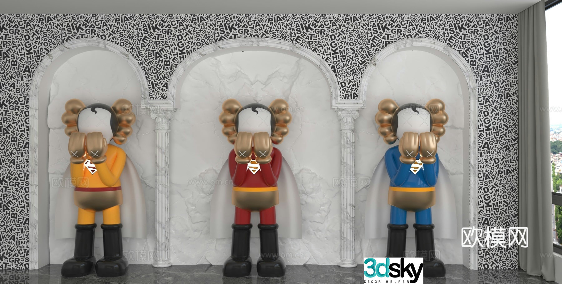 Modern background wall 3d model