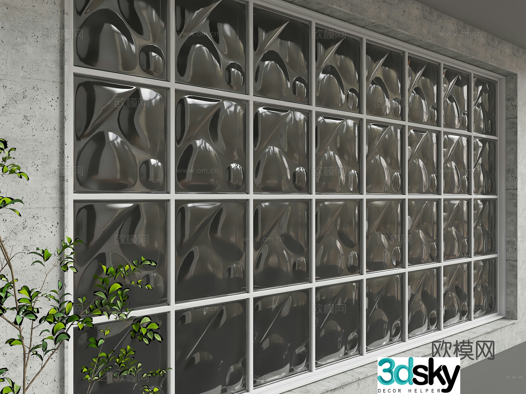 Modern glass partition 3d model