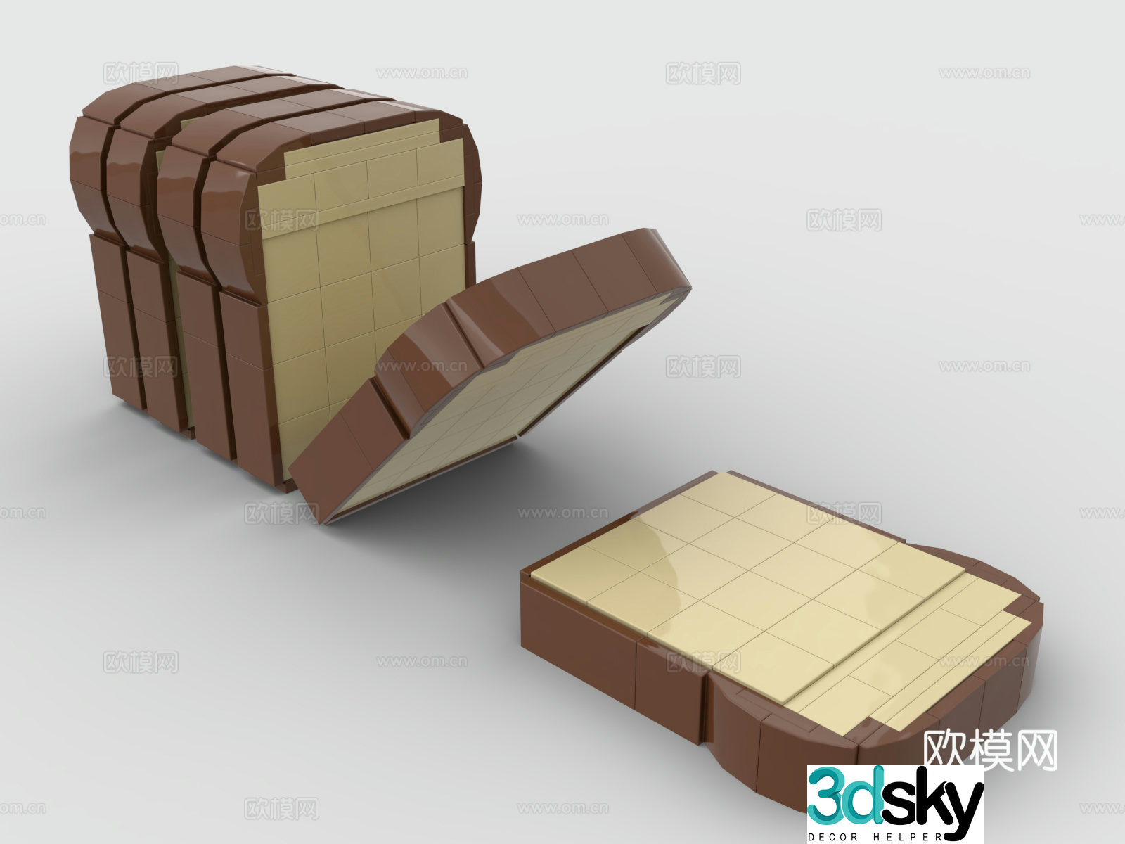 Lego LEGO Toys Building Blocks Toast Bread Sliced â€‹â€‹Bread 3D Model