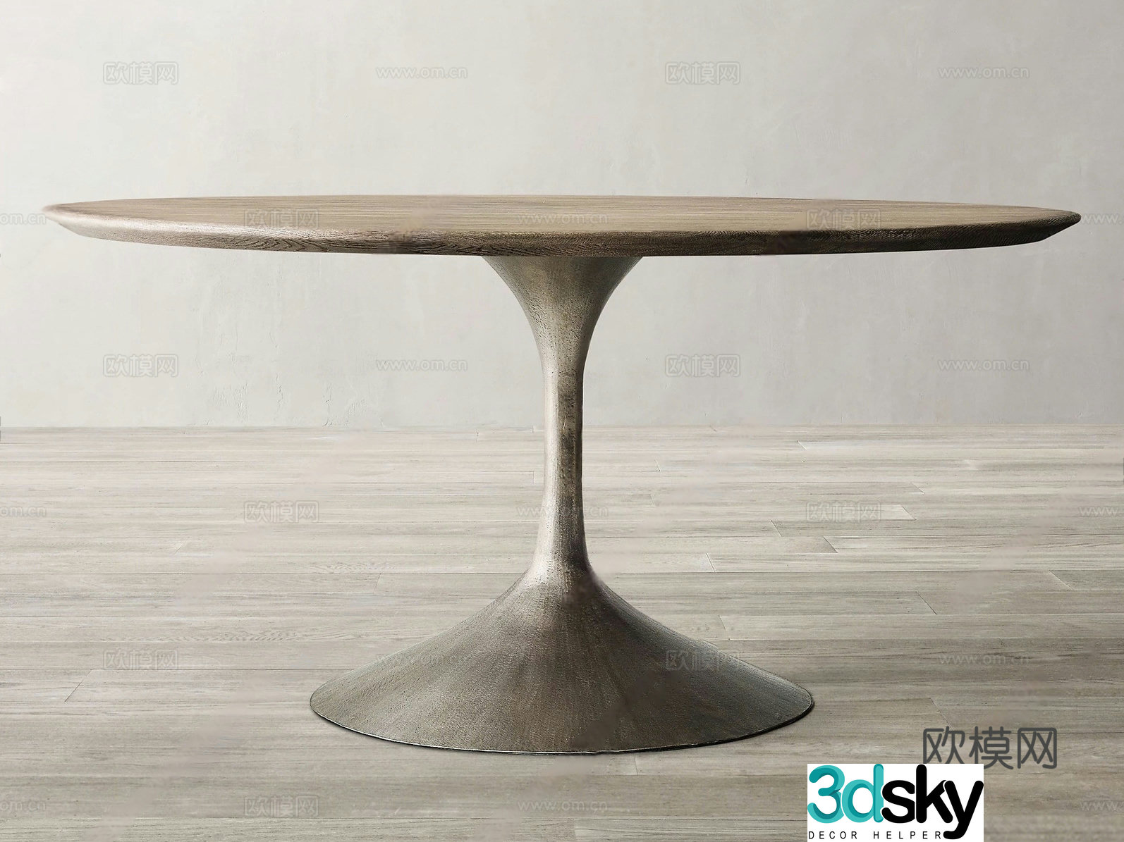 Wabisa dining table retro dining table round dining table bronze dining table 3d model