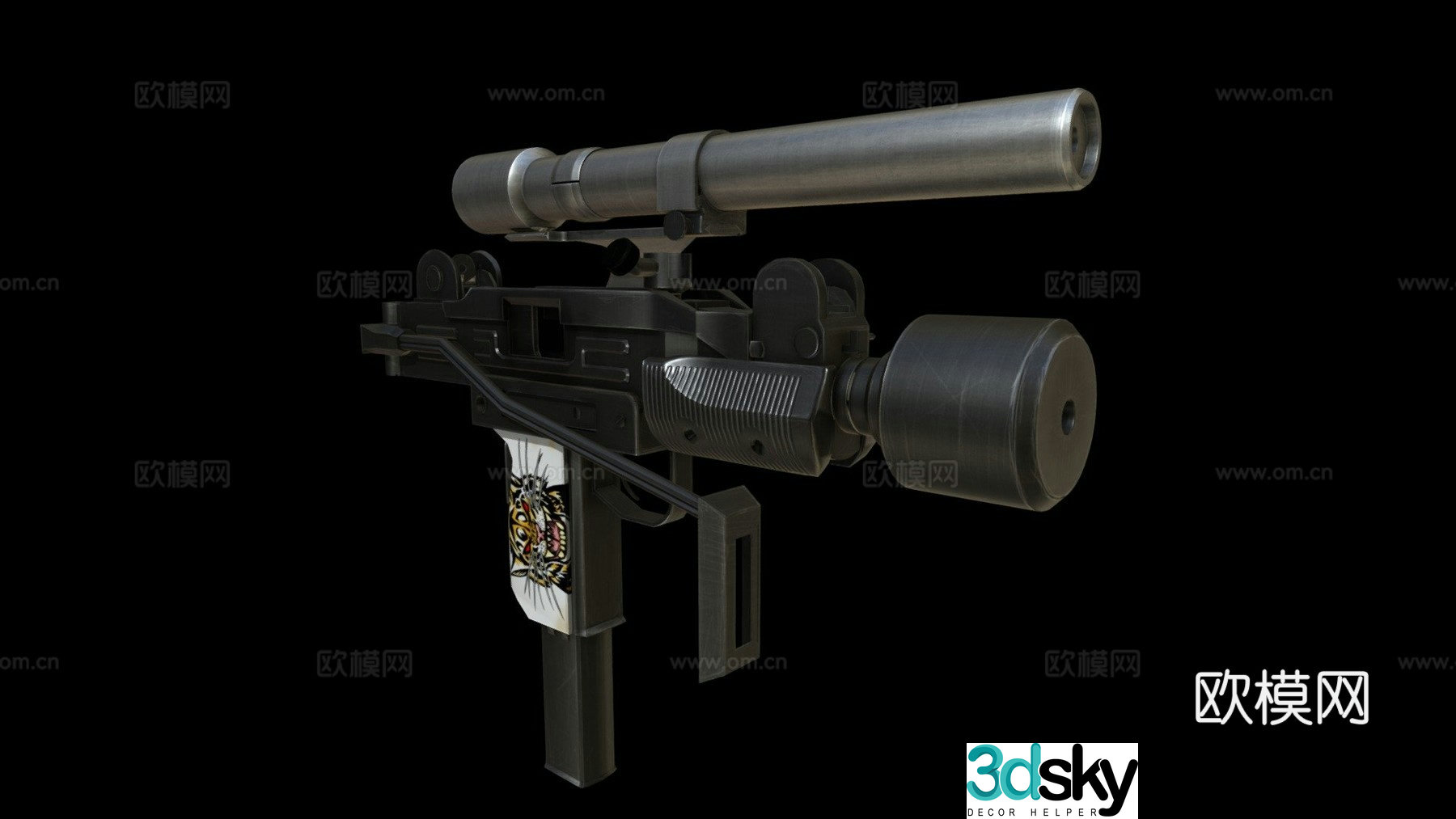 Mini Uzi 9mm=Tiger=Customized version 3d model