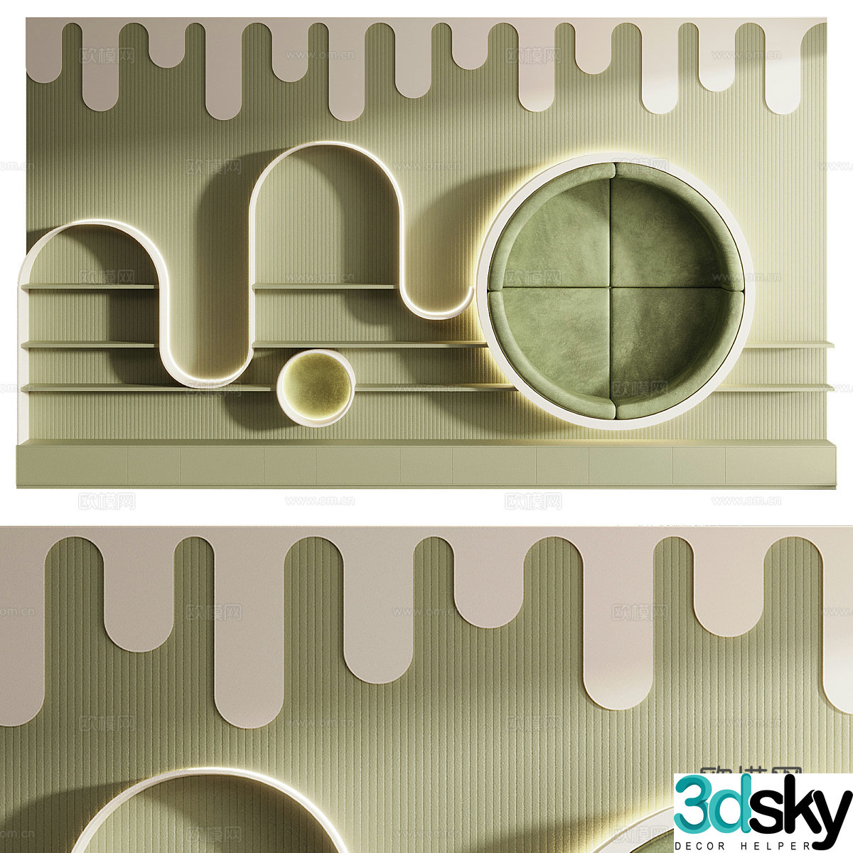 Modern cream style children’s showcase children’s bookcase children’s decoration cabinet 3d model