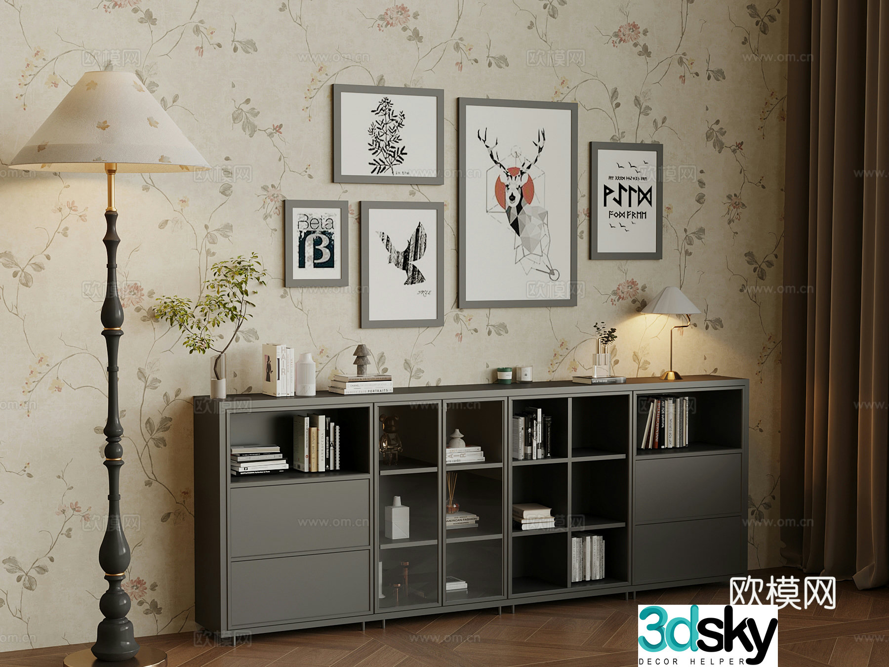 French shelf side cabinet ornament 3D model