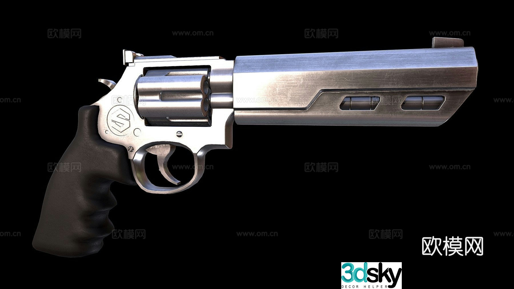 chrome revolver 3d model