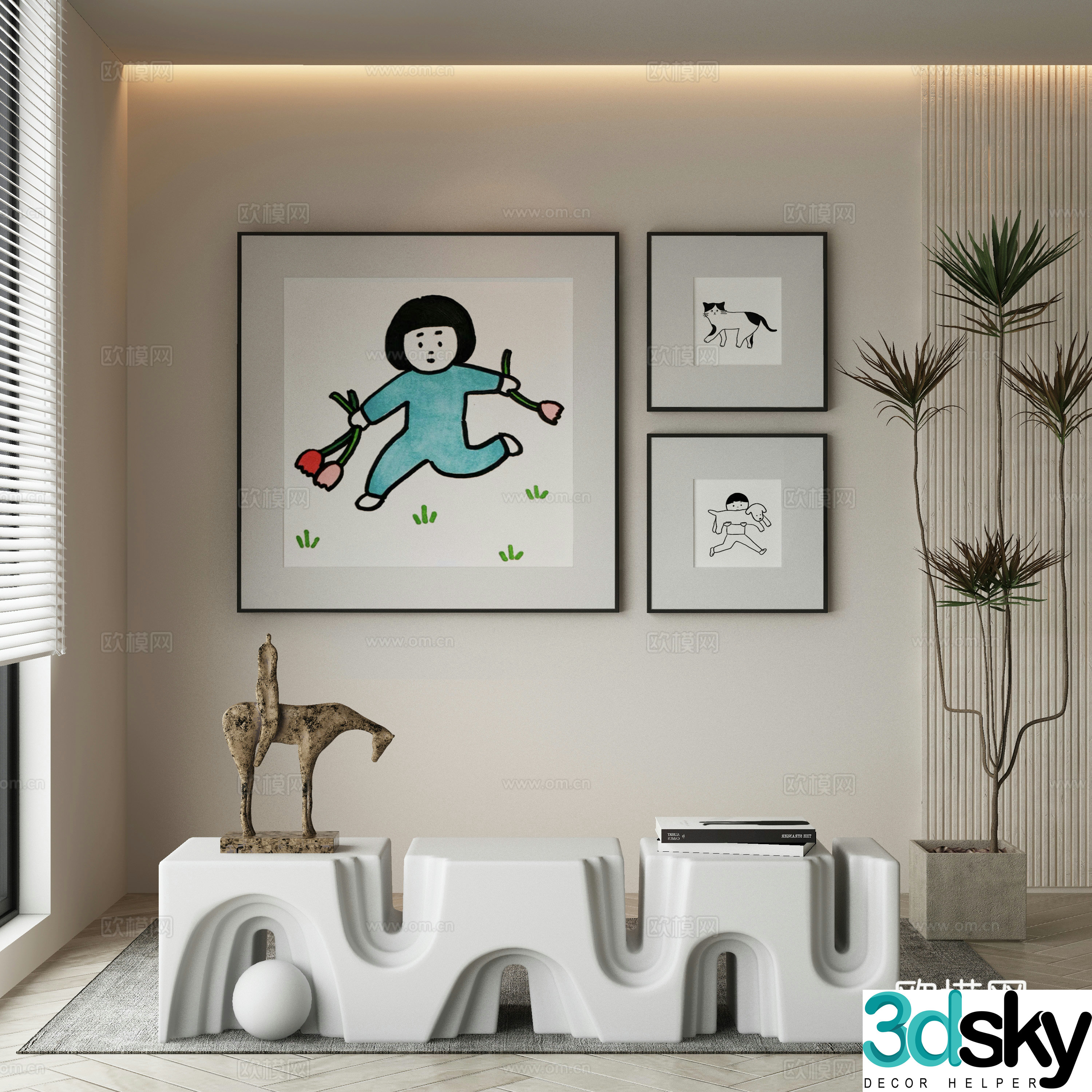 Modern Wasabi Hanging Painting Oil Painting 3D Model