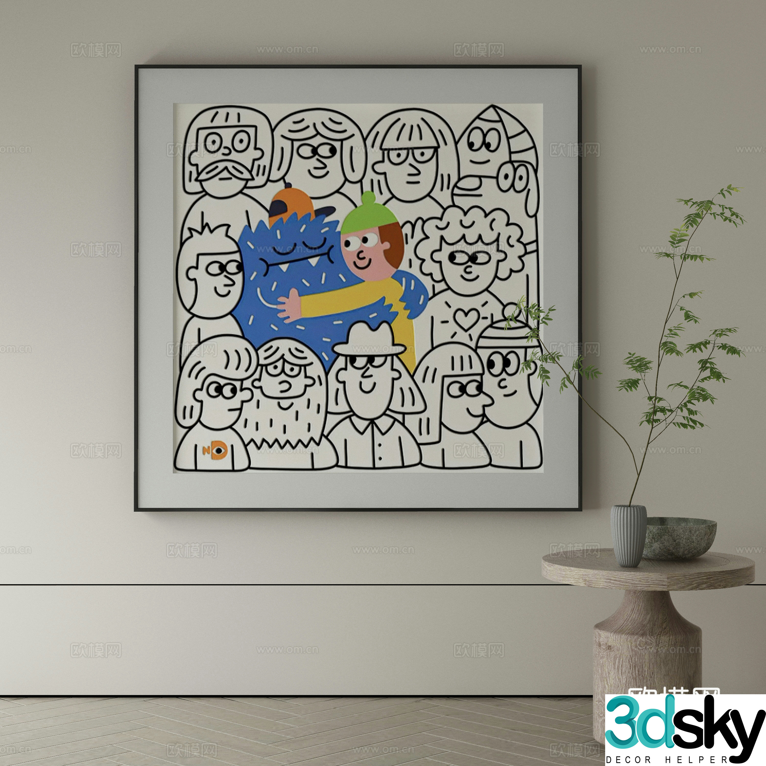 Modern Wasabi Hanging Painting Oil Painting 3D Model