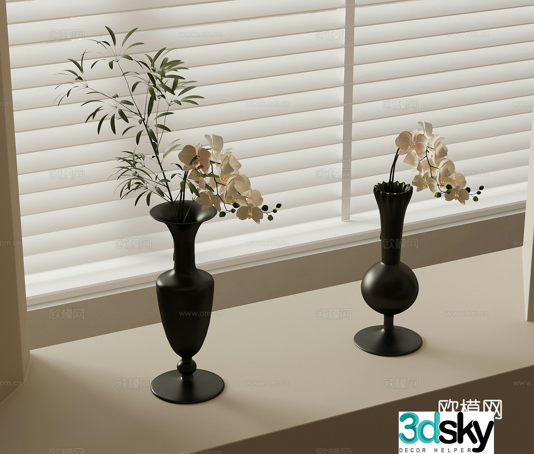 French vase floral 3d model