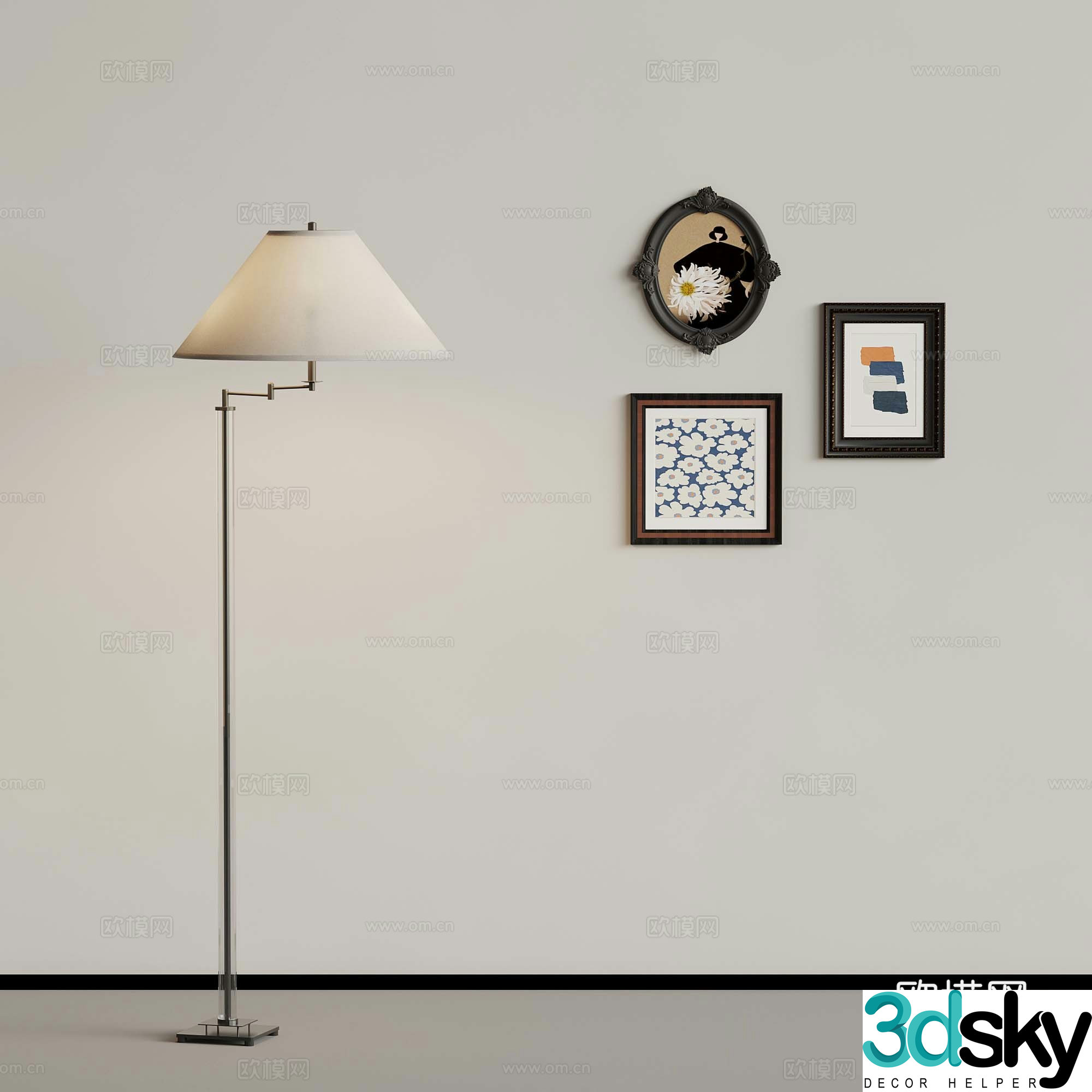 Modern French floor lamp hanging painting 3d model