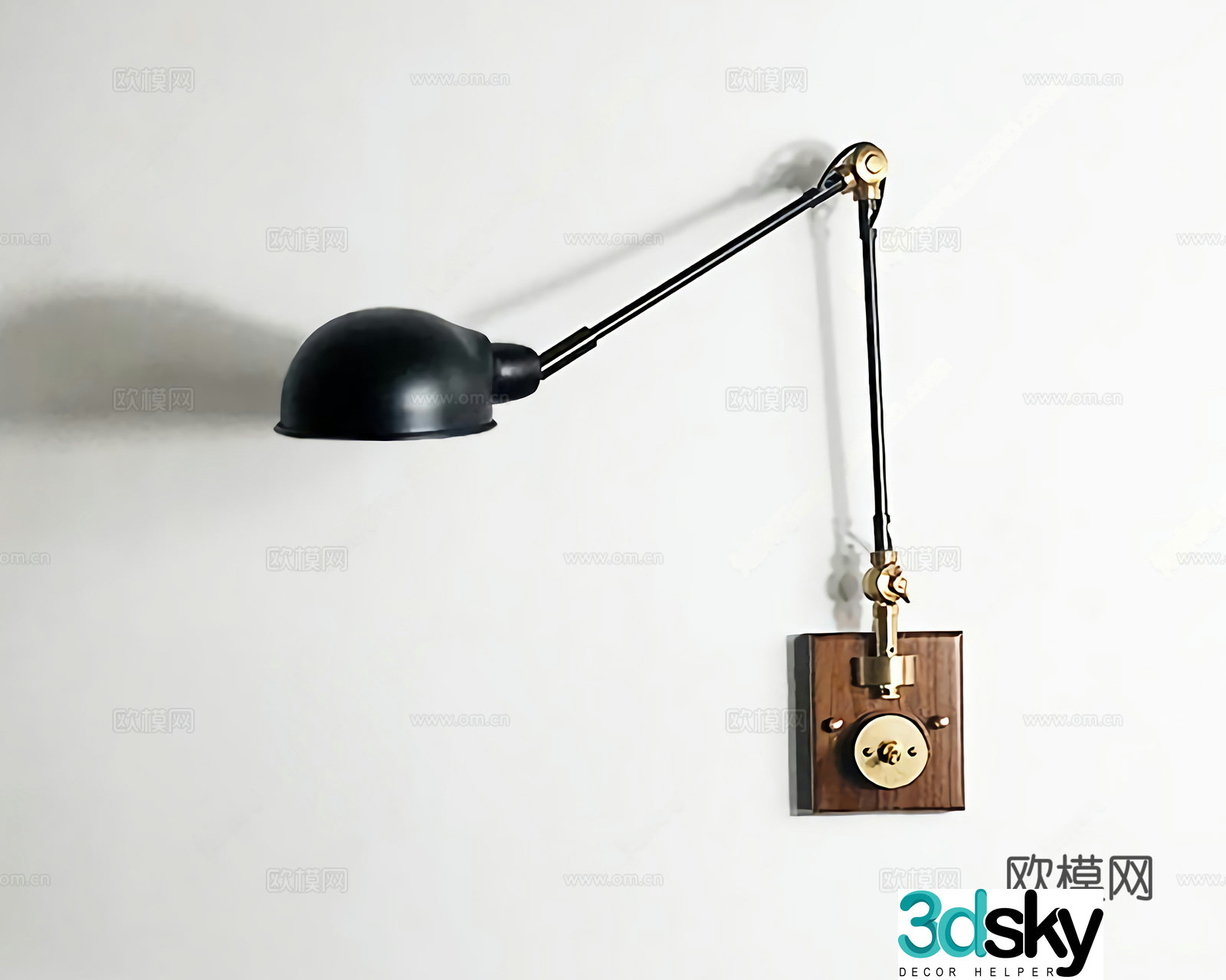 Middle-aged industrial wall lamp South lamp record wall lamp bedside wall lamp metal wall lamp rocker wall lamp circular 3D model
