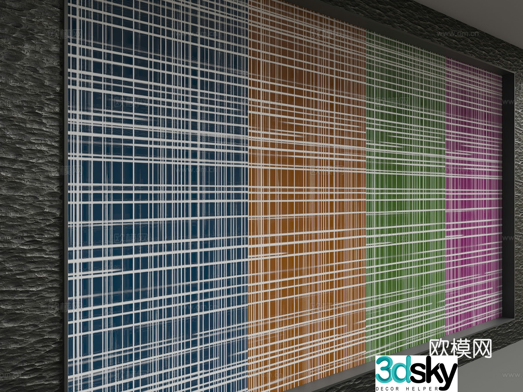 Modern glass partition 3d model