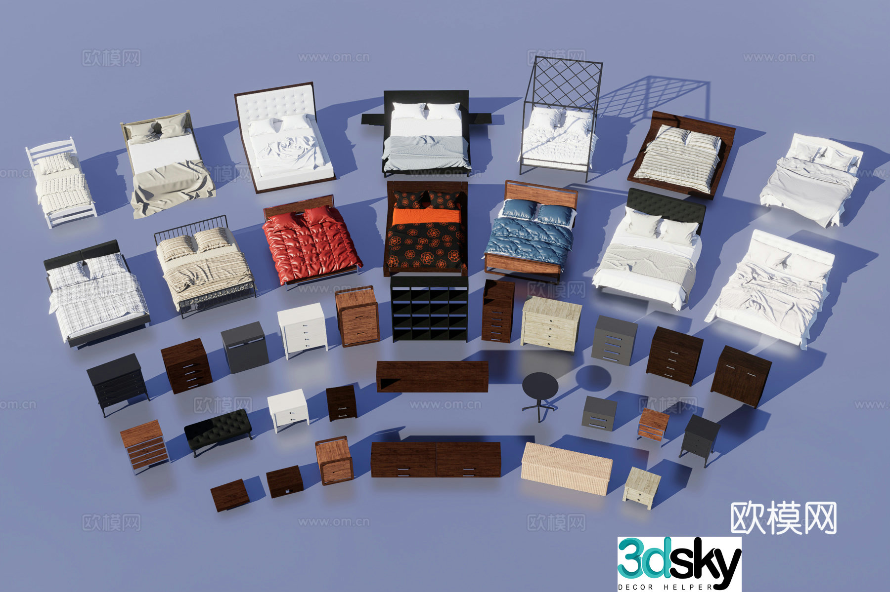 Bedroom furniture combination 3D model