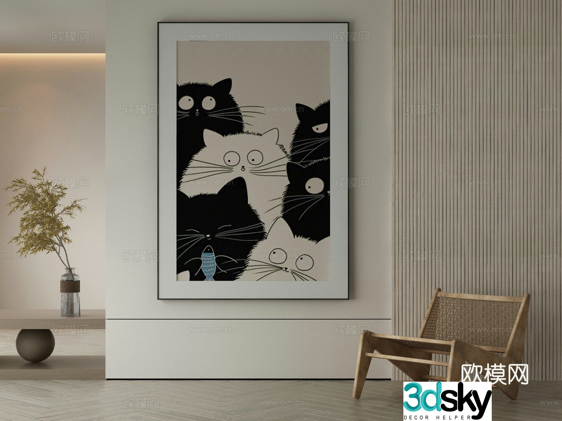 Modern Wasabi Hanging Painting Oil Painting 3D Model