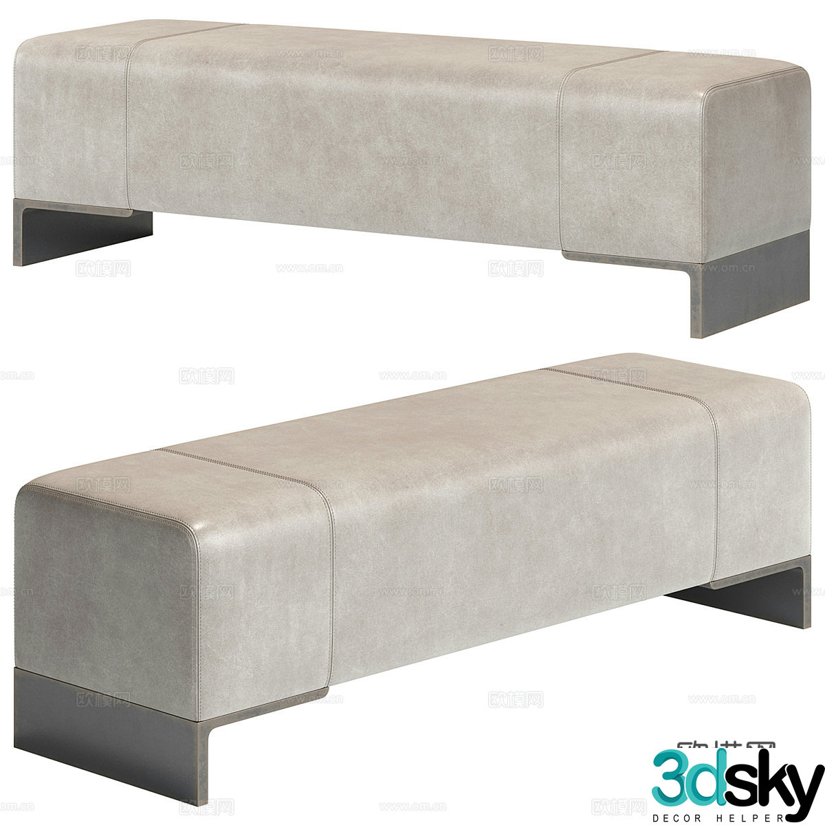 Modern Italian leather strips stool 3D model