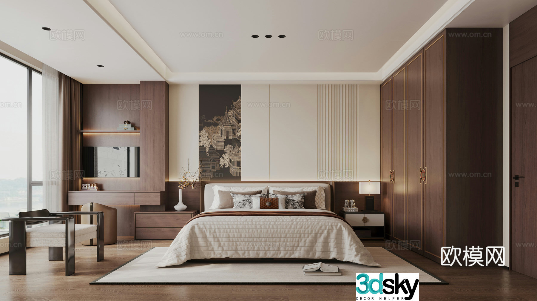 New Chinese bedroom 3D model