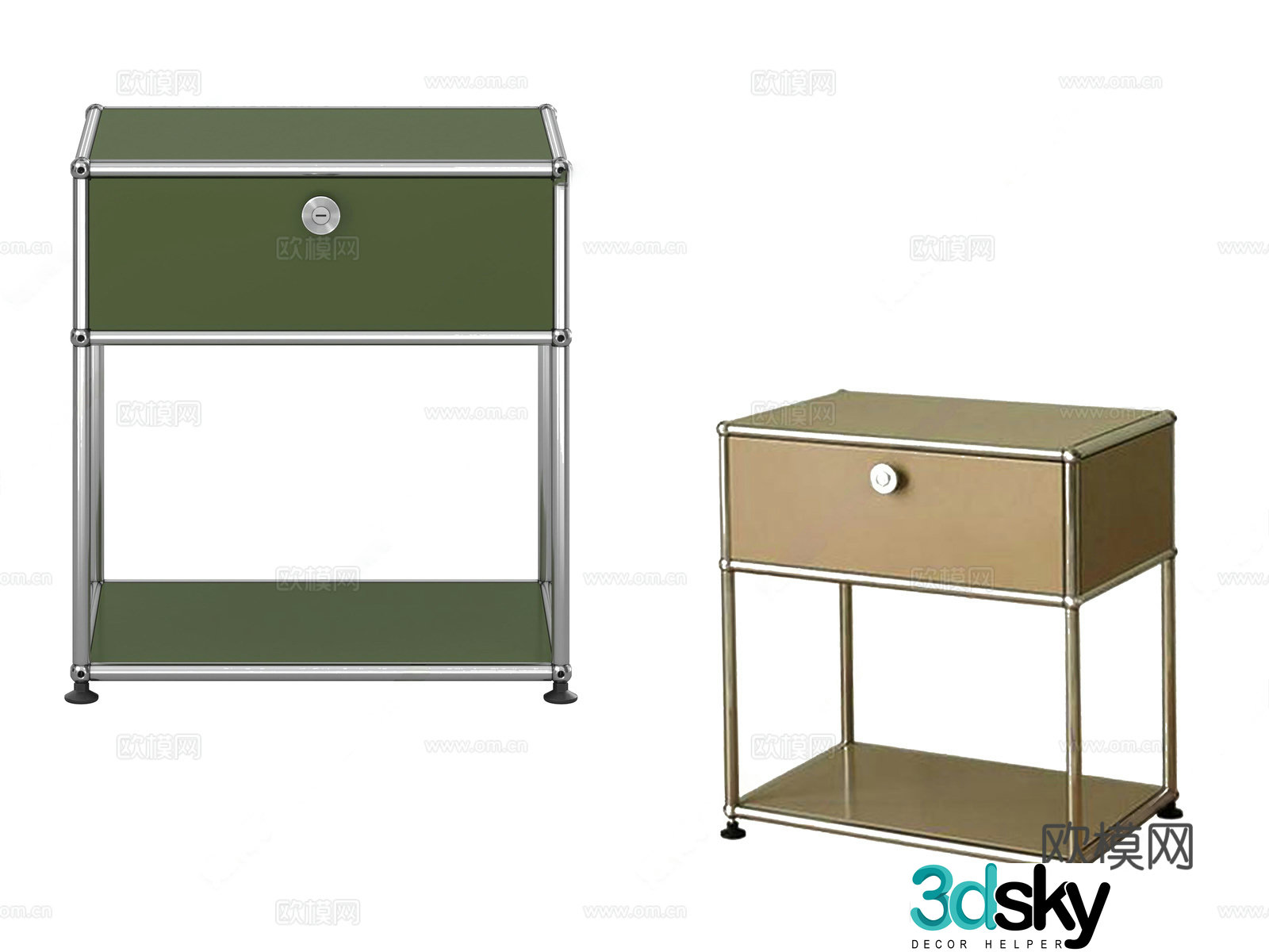 Modern medieval bedside table USM cabinet module block 3d model