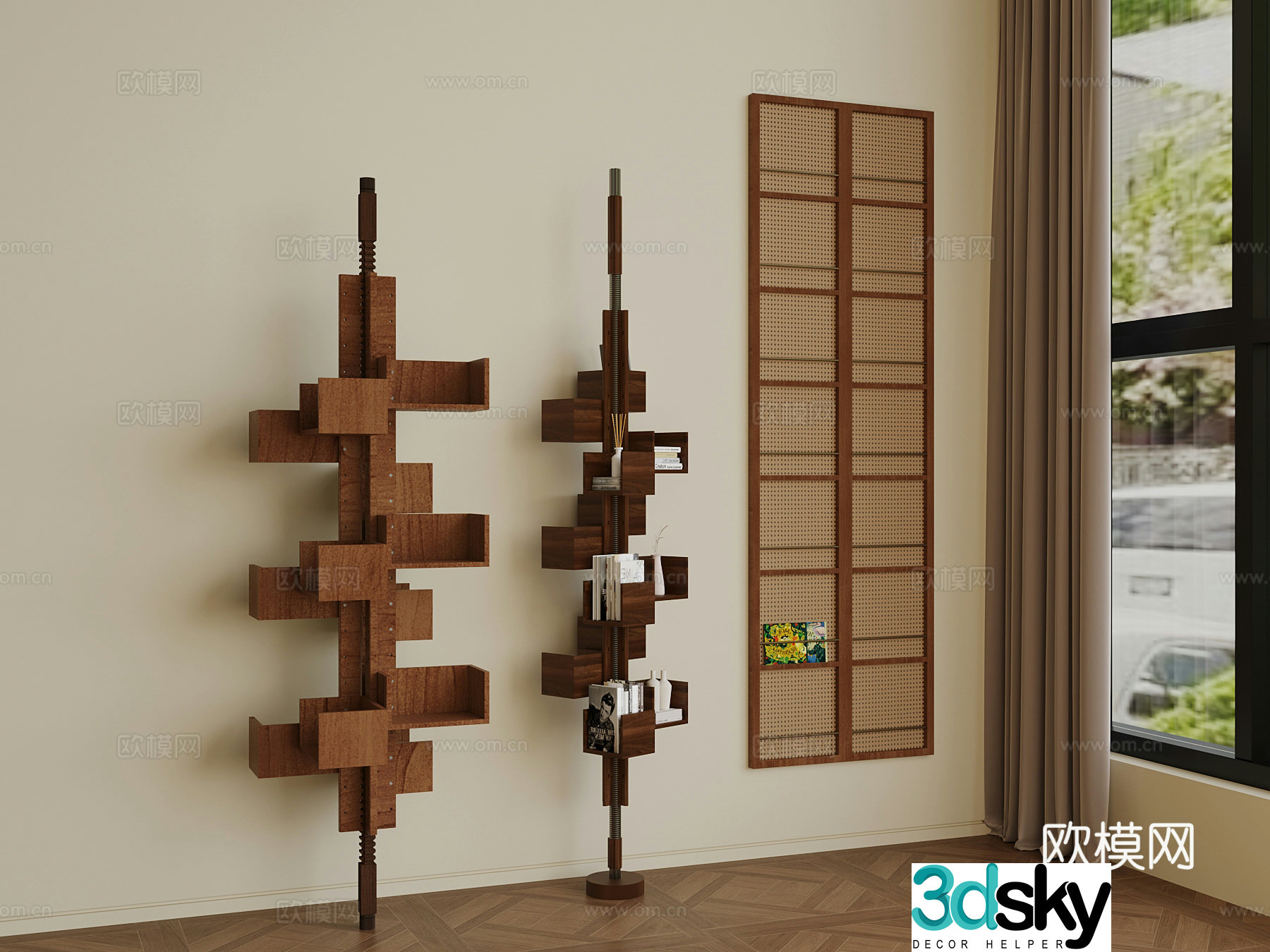 Middle-aged bookshelf shelf 3D model
