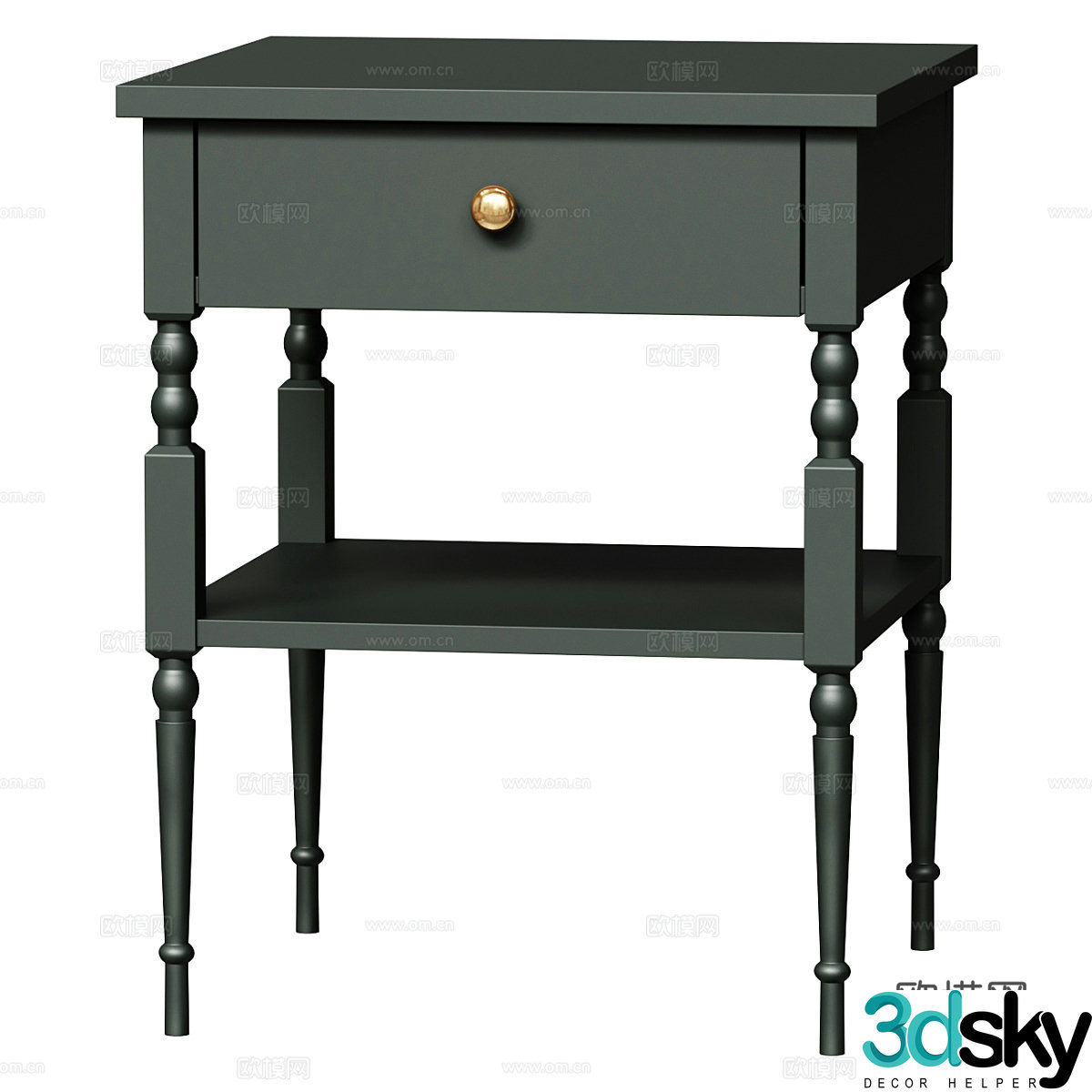 American light luxury bedside table chest of drawers 3D model