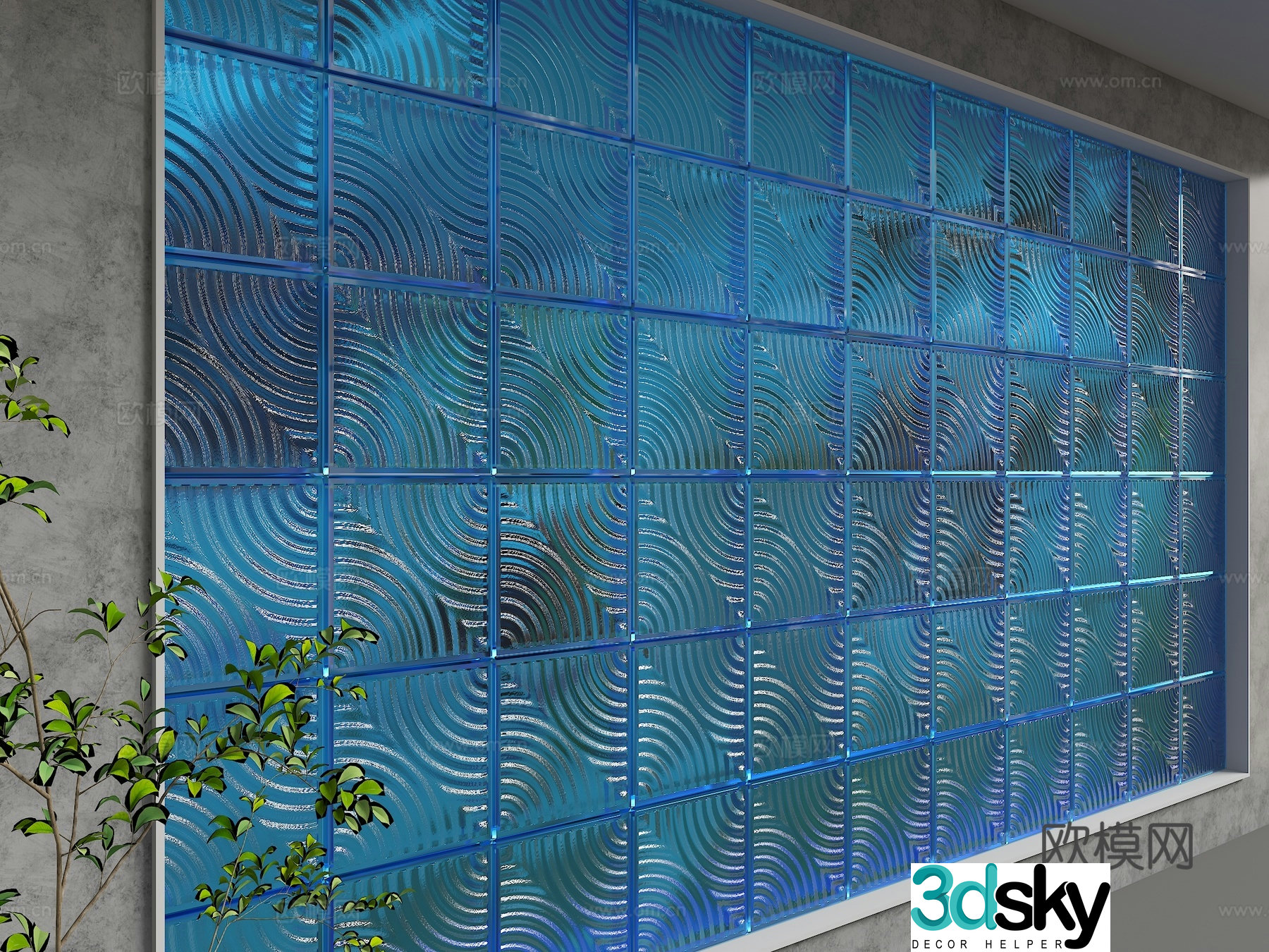 Modern glass partition 3d model
