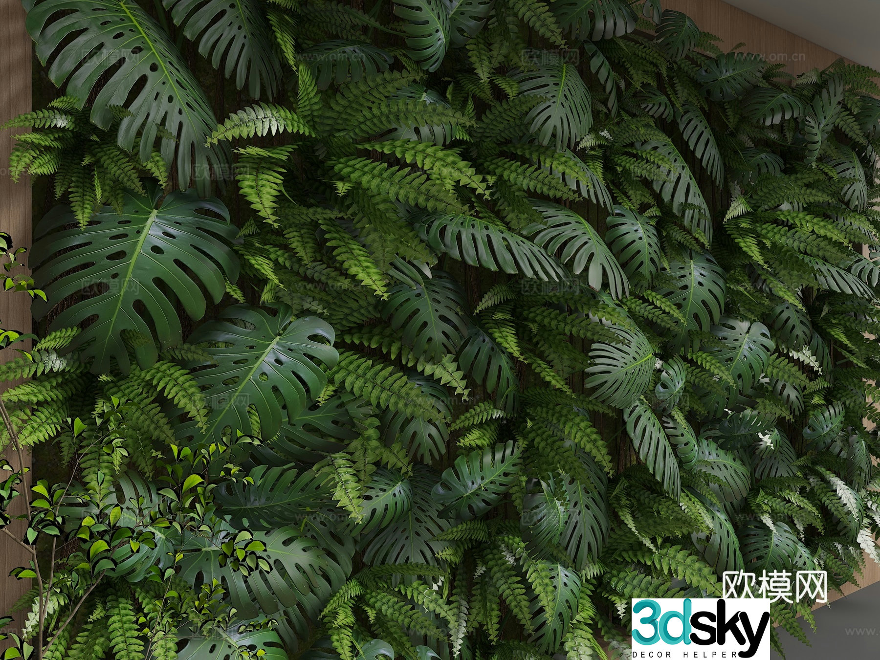 Modern plant background wall 3d model