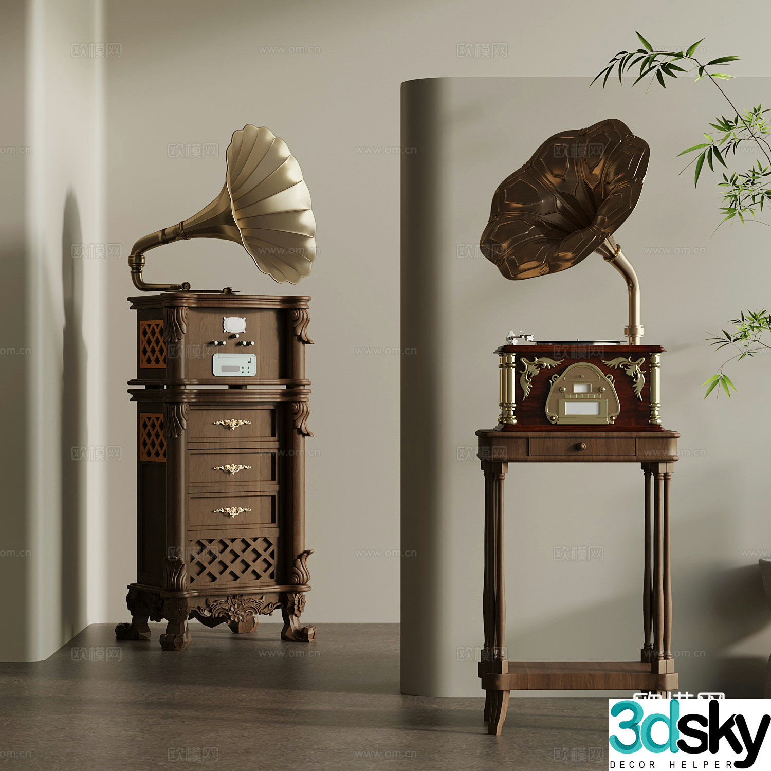 Musical instrument French medieval phonograph audio 3d model