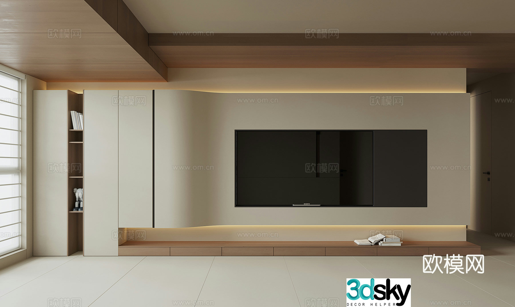 Modern TV background wall 3d model